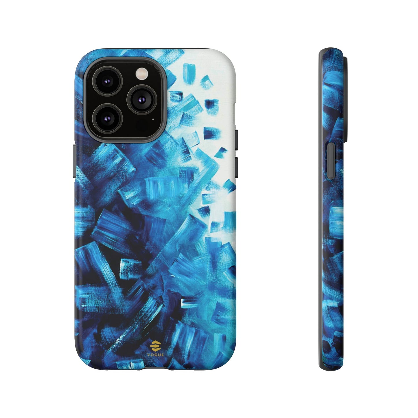 Funda para iPhone con diseño de océano pixelado en azul