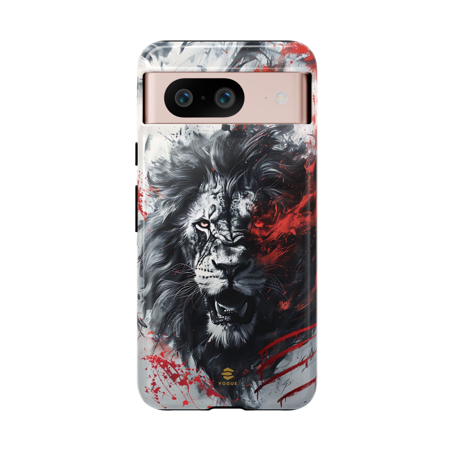 Estuche de Google con arte del león rugiente