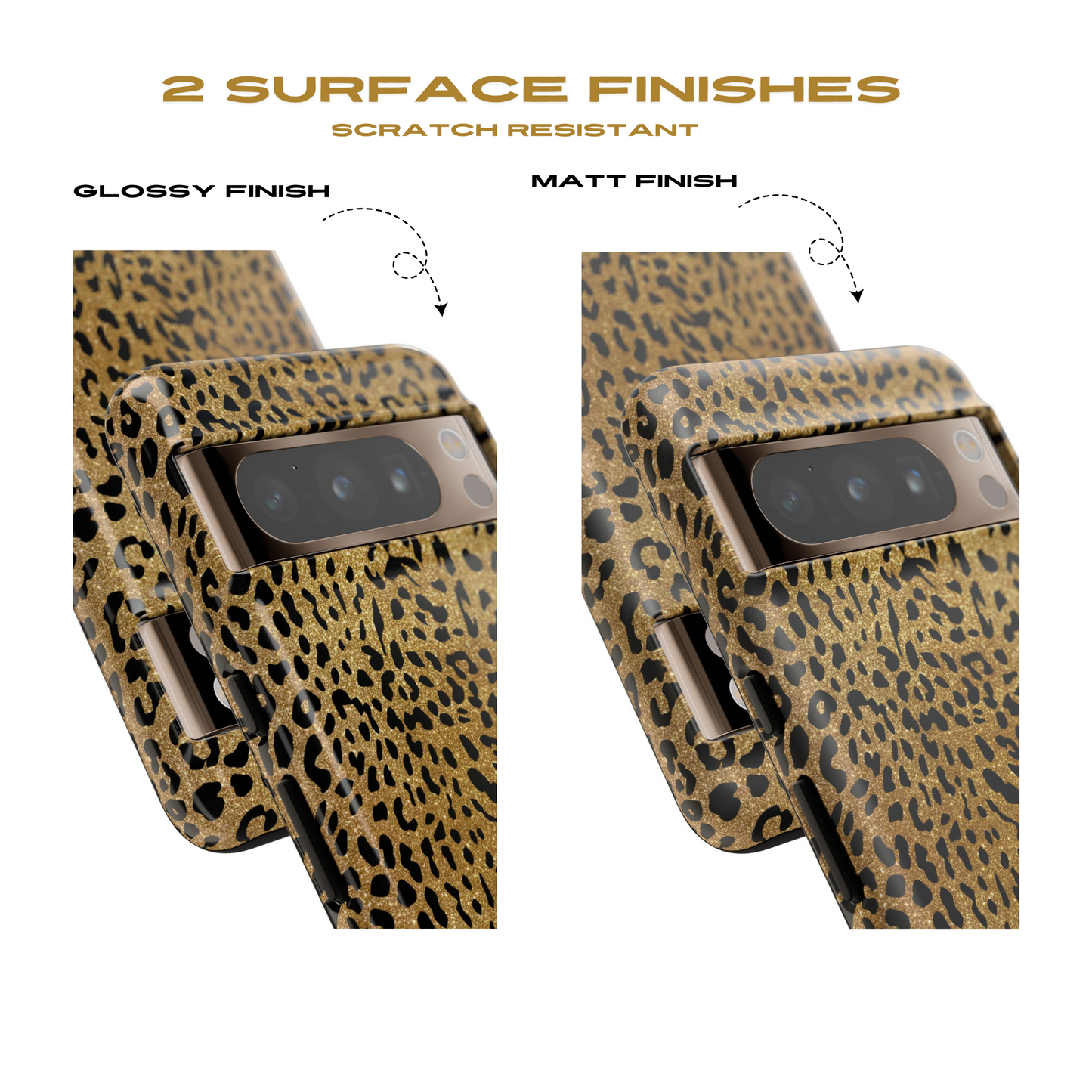 Funda para Google con estampado de leopardo dorado