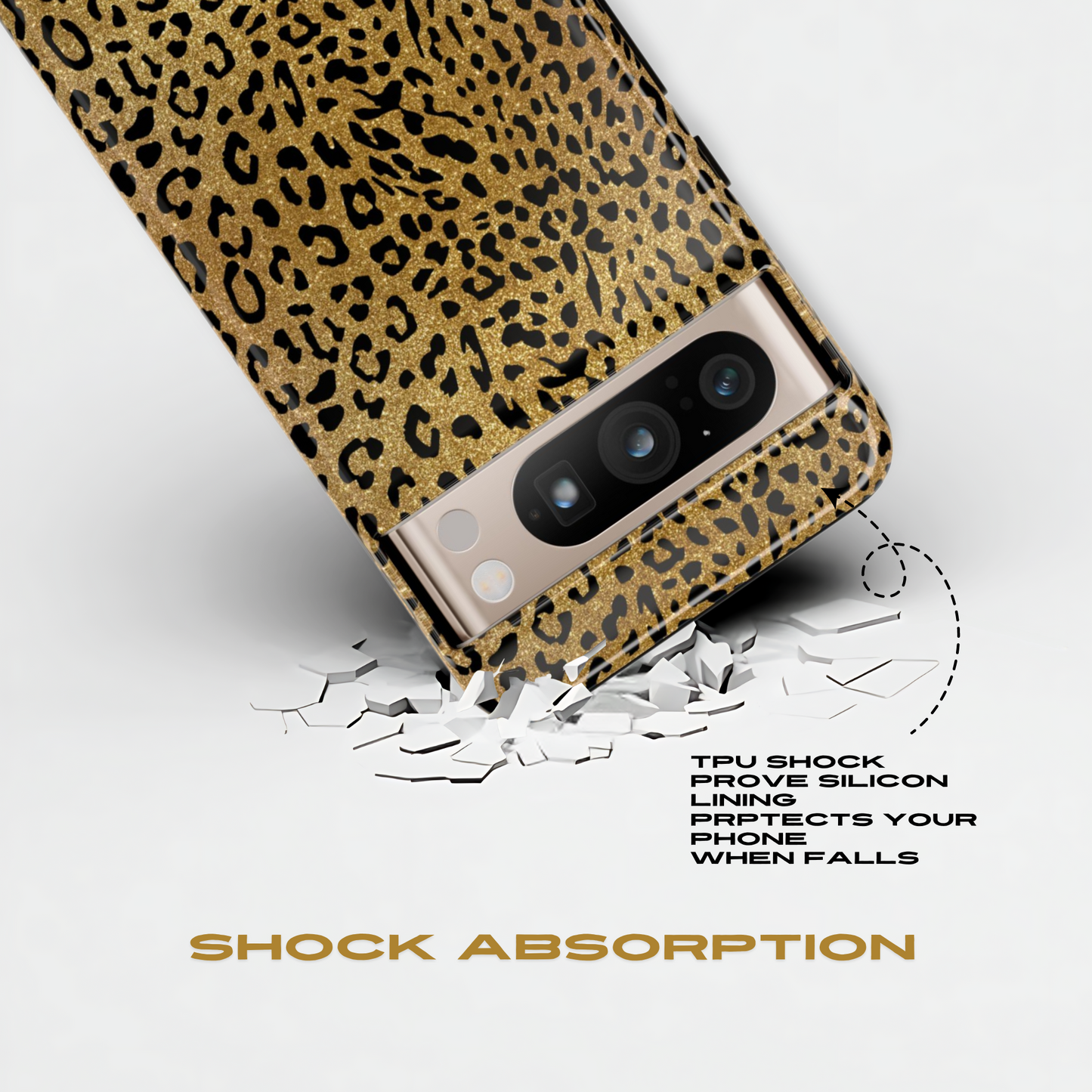 Funda para Google con estampado de leopardo dorado