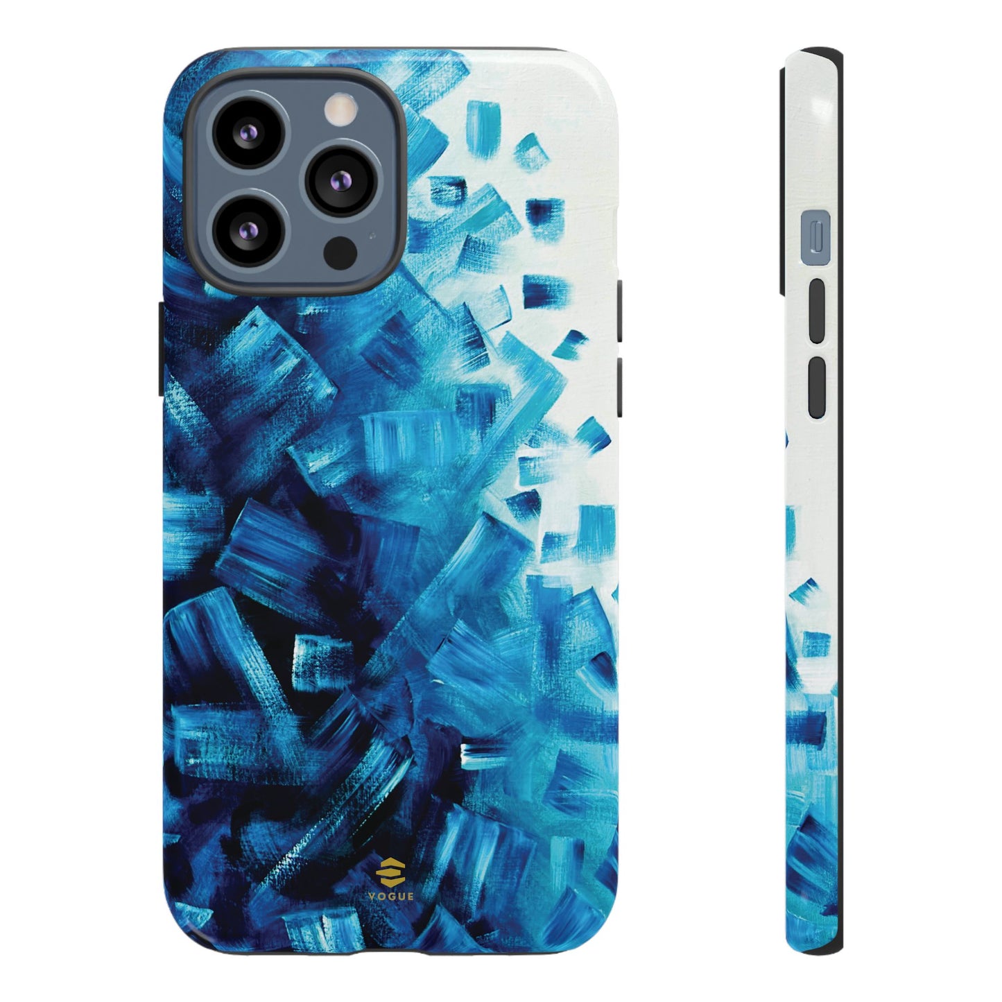 Funda para iPhone con diseño de océano pixelado en azul