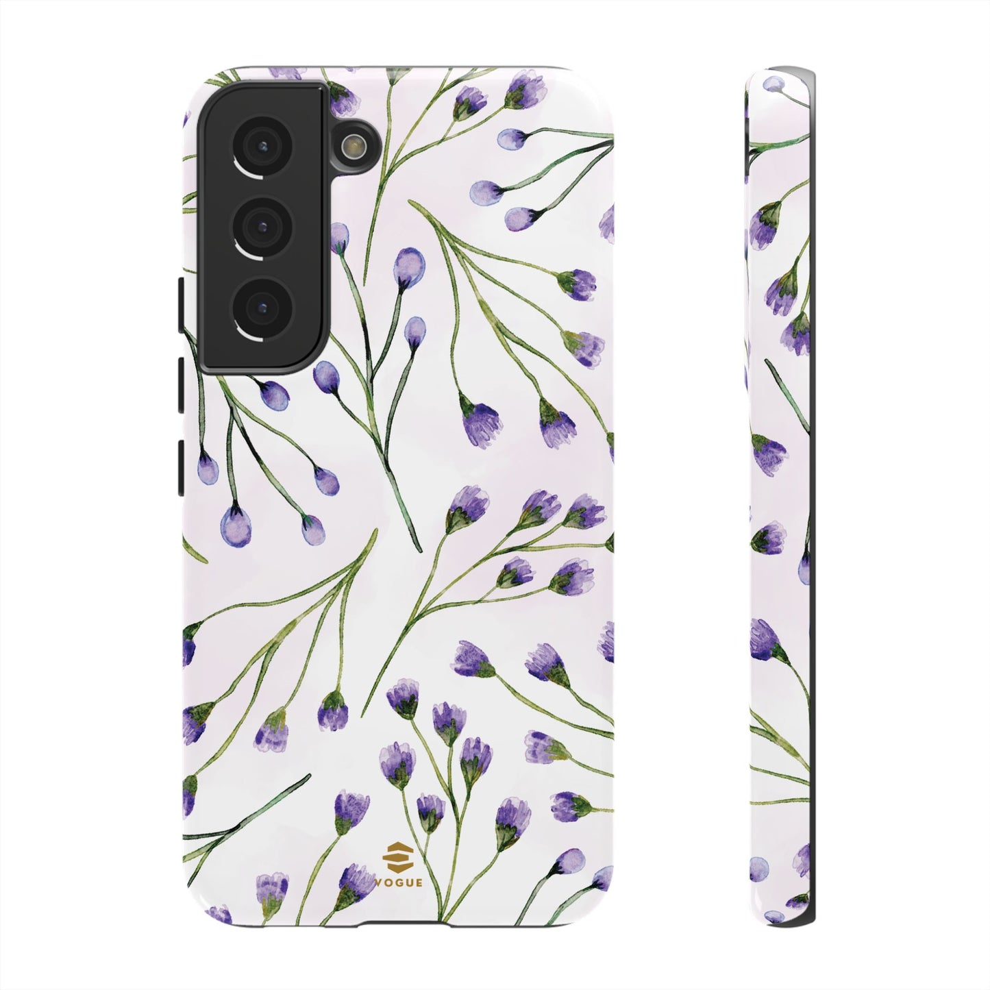 Funda para Samsung con diseño de flores de color lila