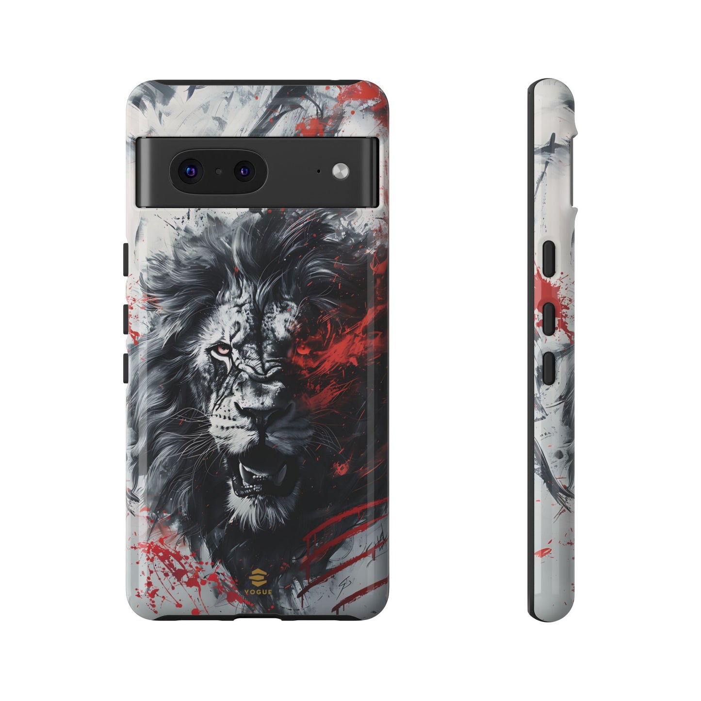 Estuche de Google con arte del león rugiente