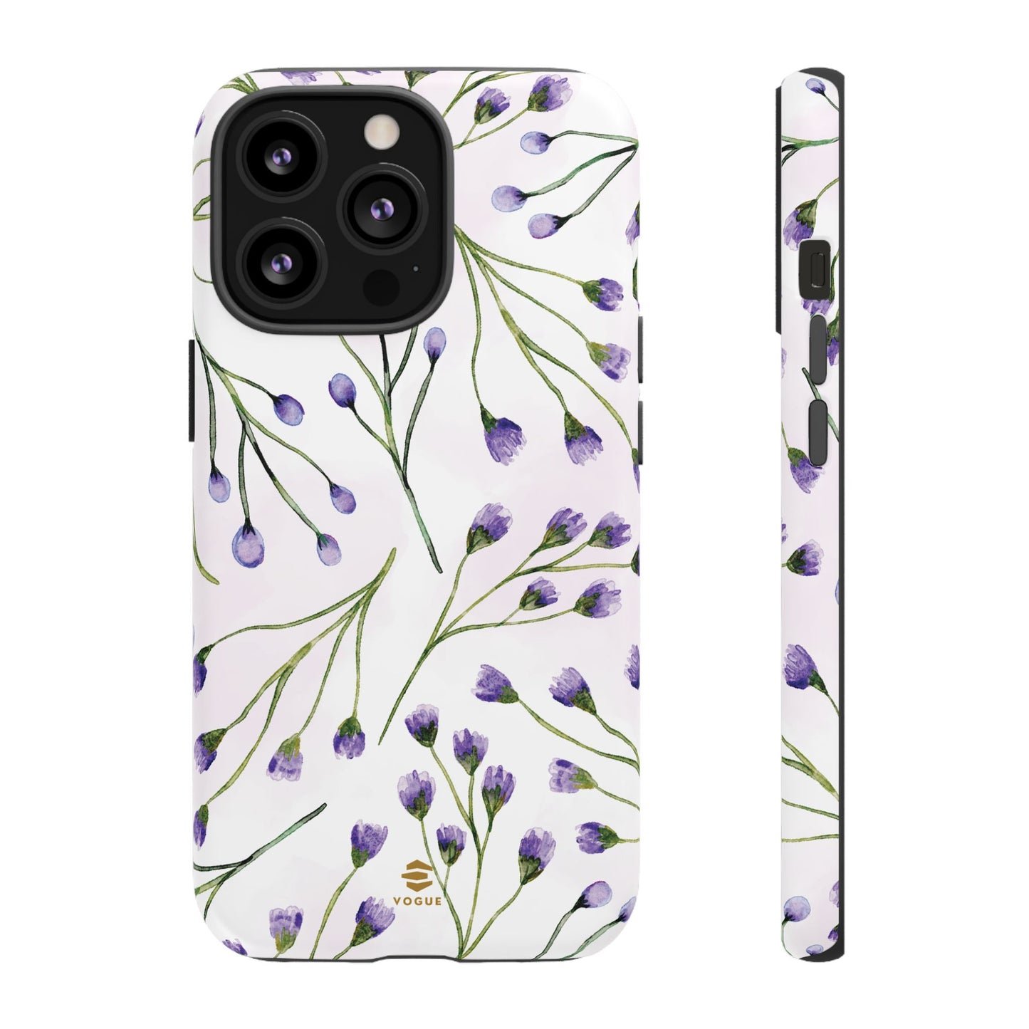 Funda para iPhone con diseño de flores de color lila