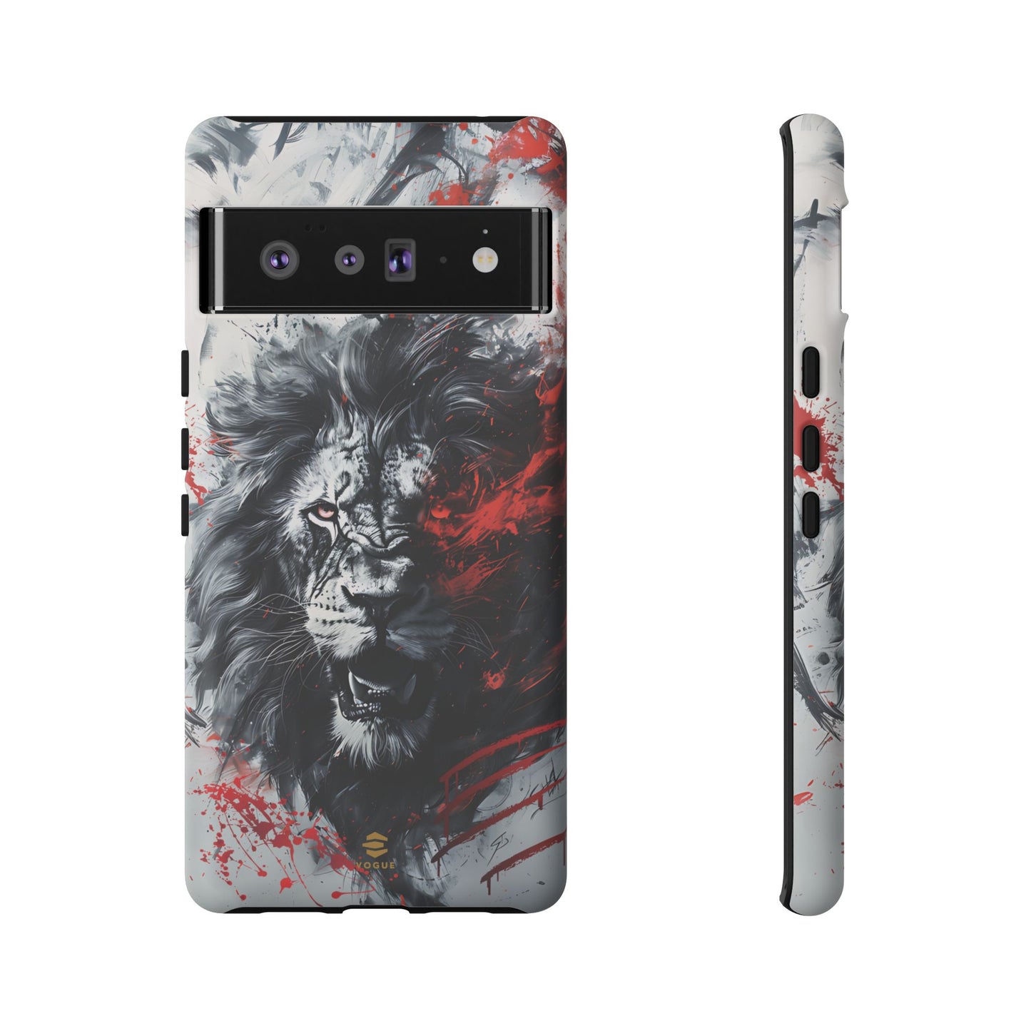 Estuche de Google con arte del león rugiente