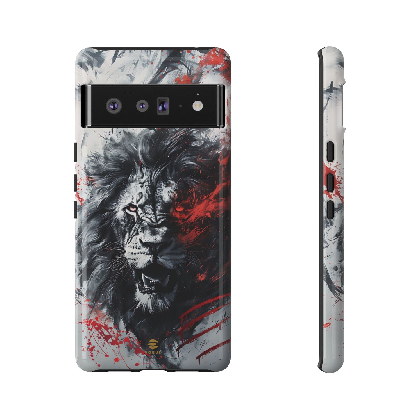 Estuche de Google con arte del león rugiente