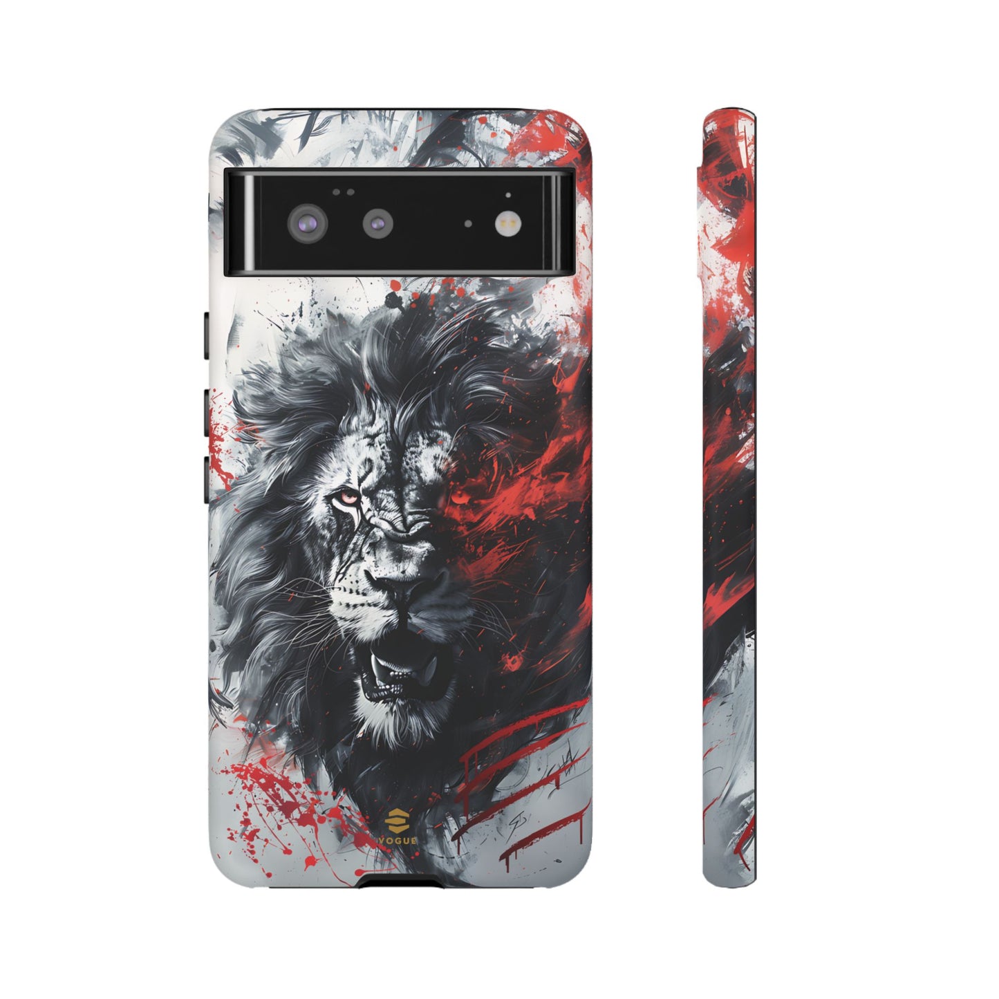 Estuche de Google con arte del león rugiente
