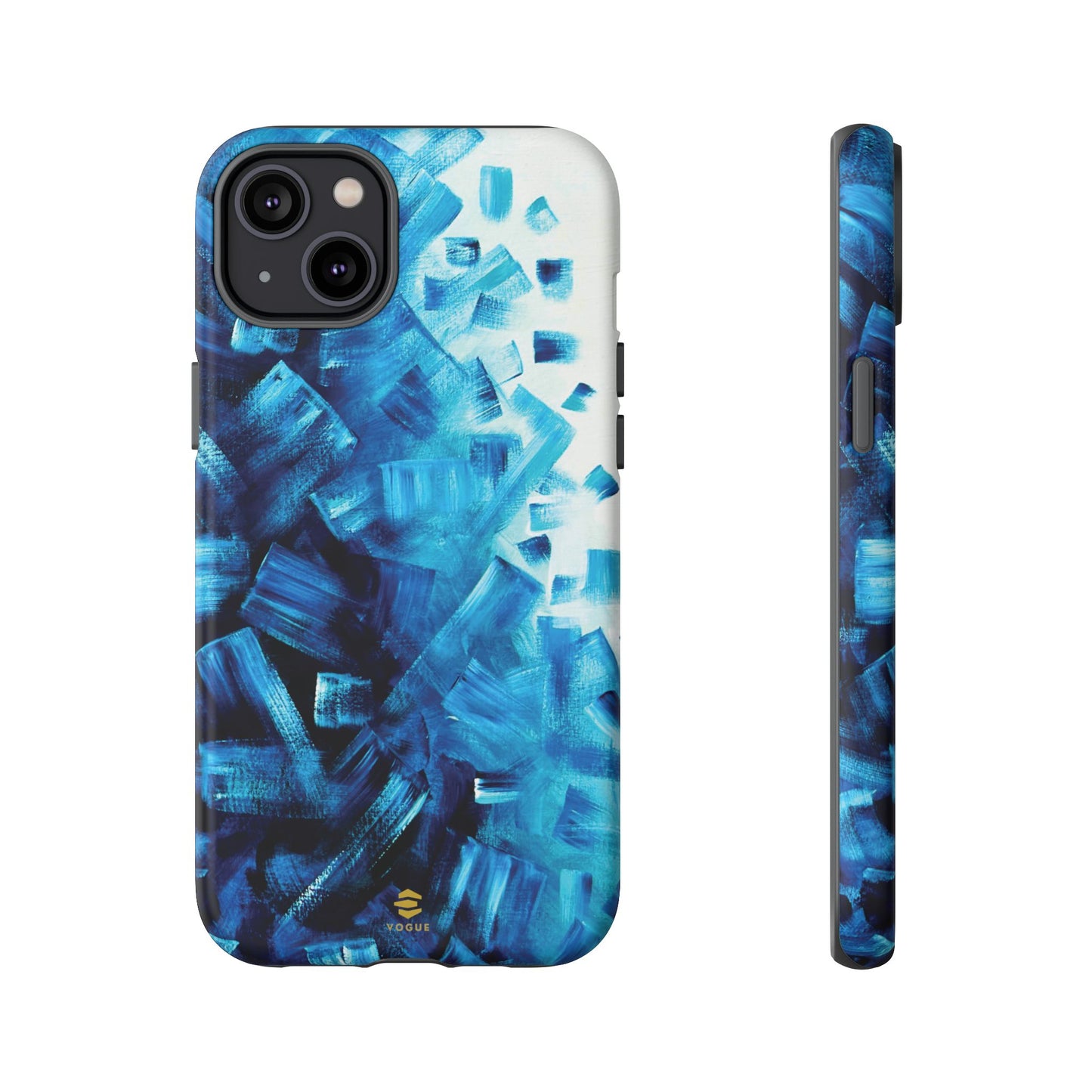 Funda para iPhone con diseño de océano pixelado en azul