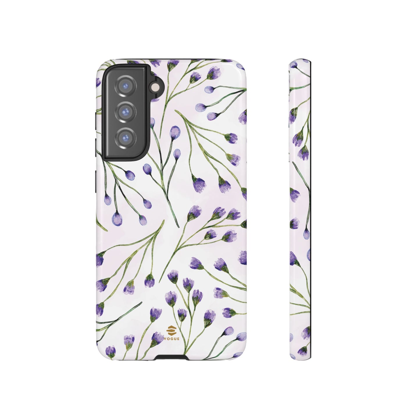Funda para Samsung con diseño de flores de color lila