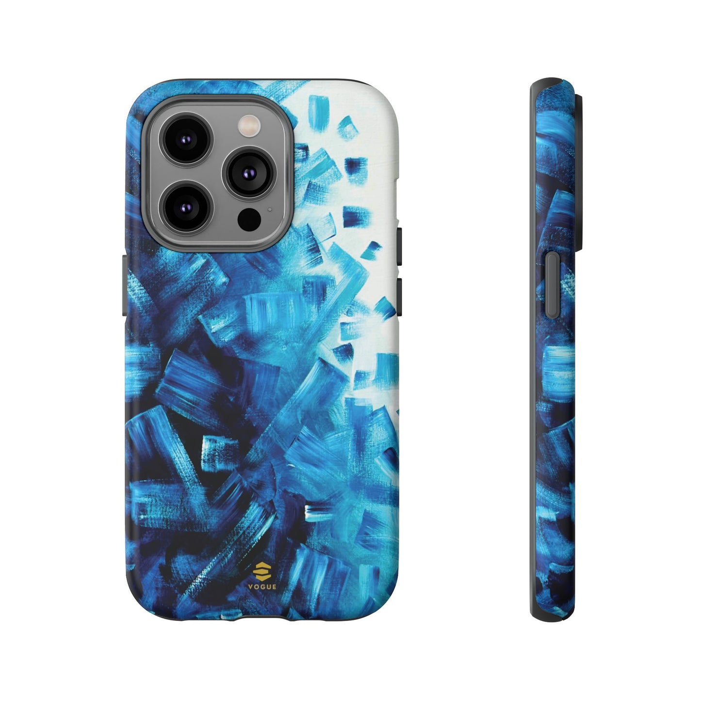 Funda para iPhone con diseño de océano pixelado en azul