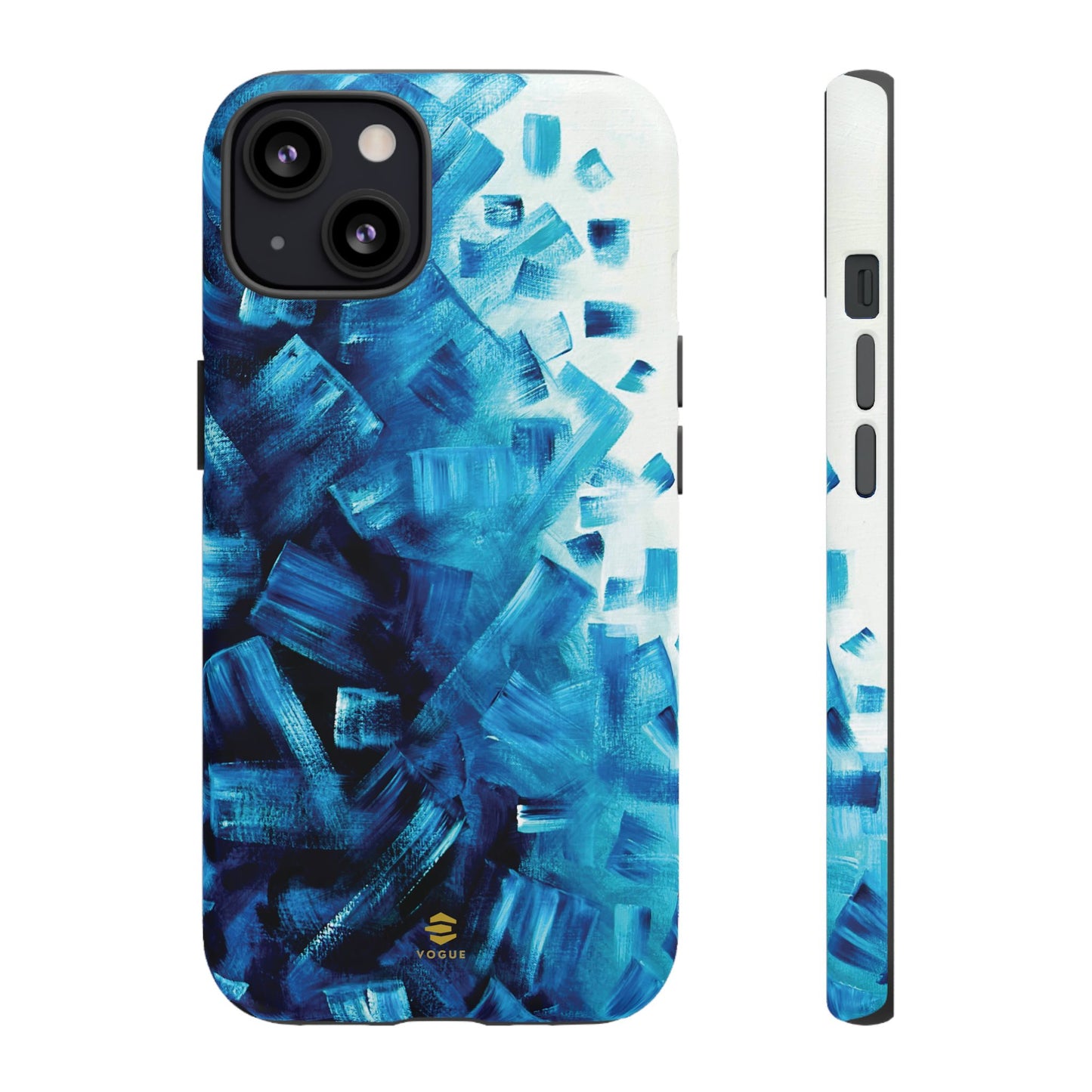 Funda para iPhone con diseño de océano pixelado en azul
