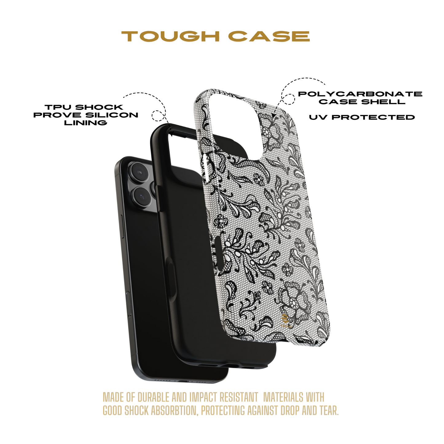 Funda para iPhone con encaje negro