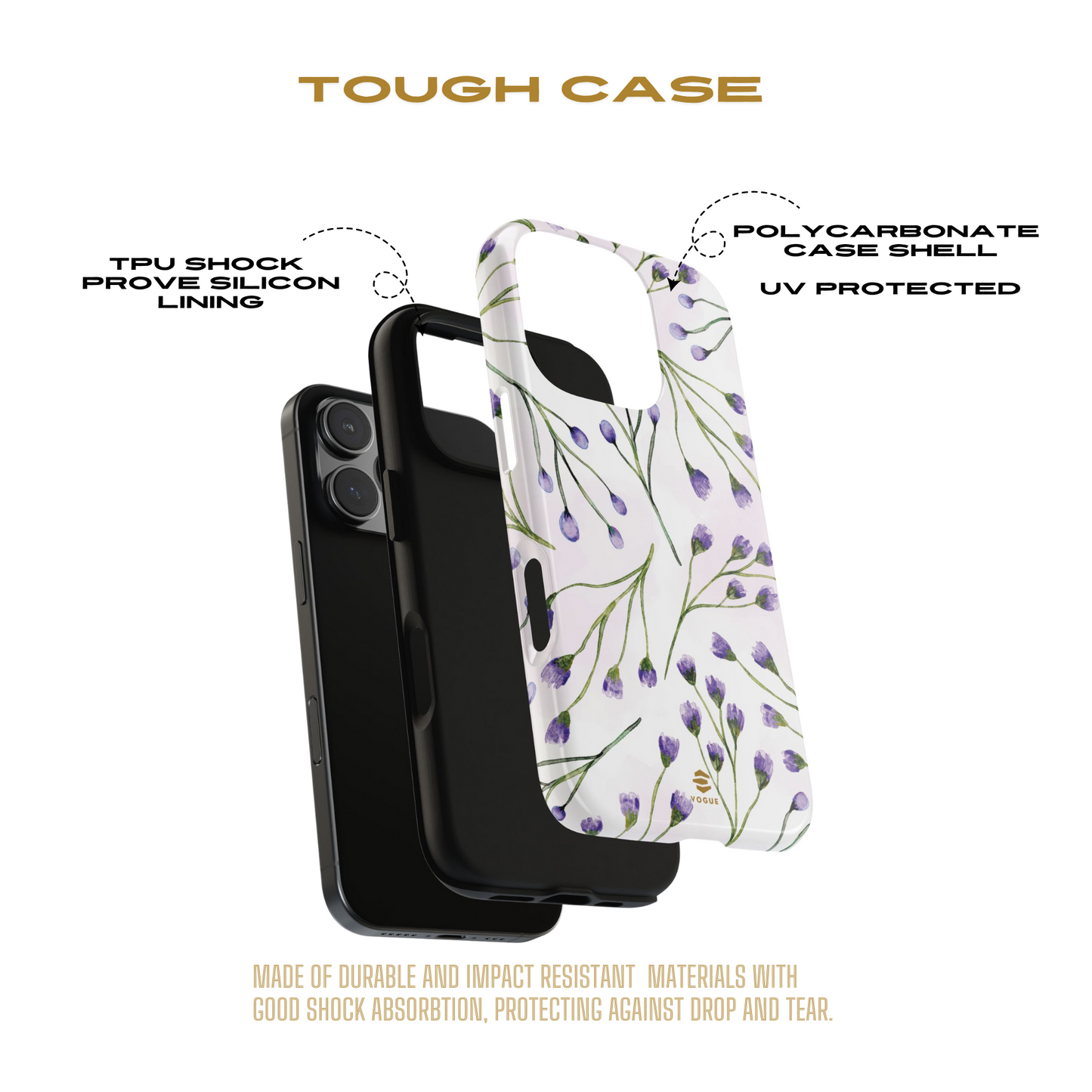 Funda para iPhone con diseño de flores de color lila