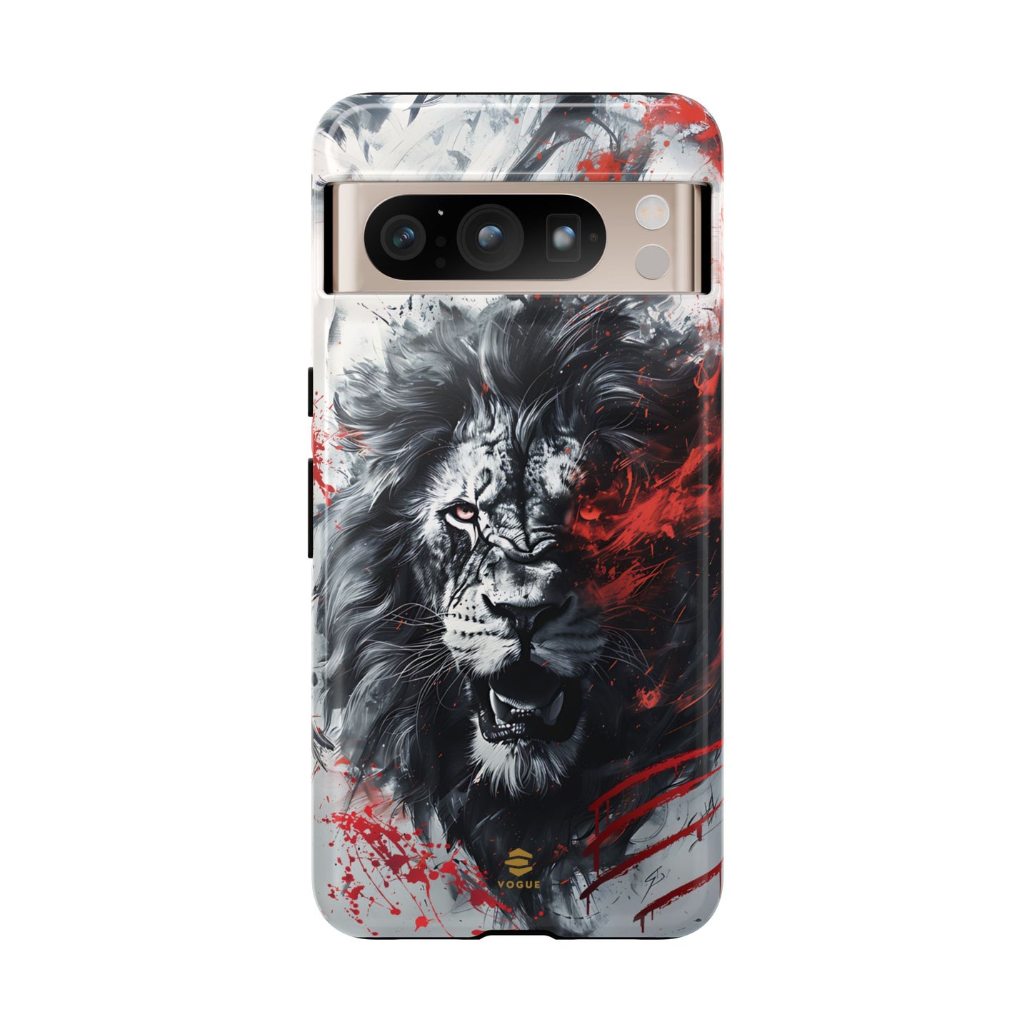 Estuche de Google con arte del león rugiente