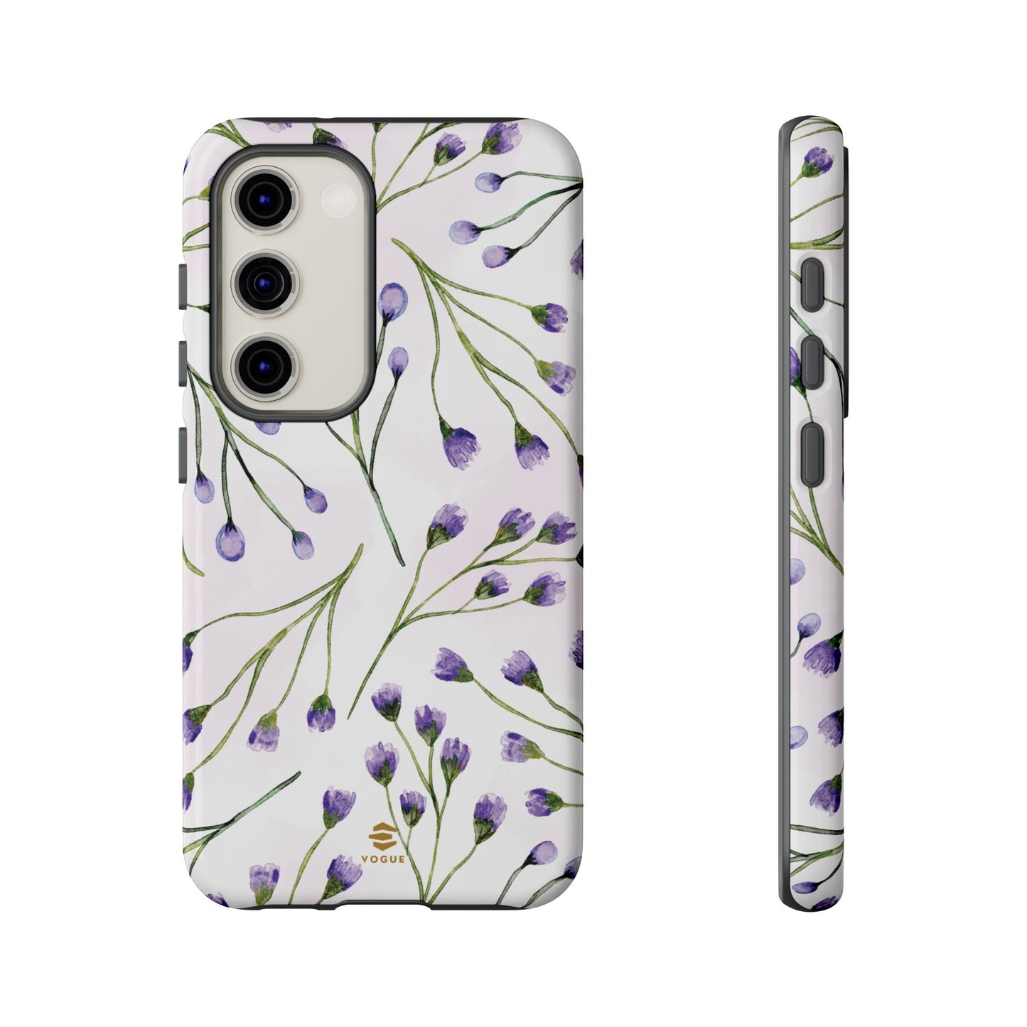 Funda para Samsung con diseño de flores de color lila