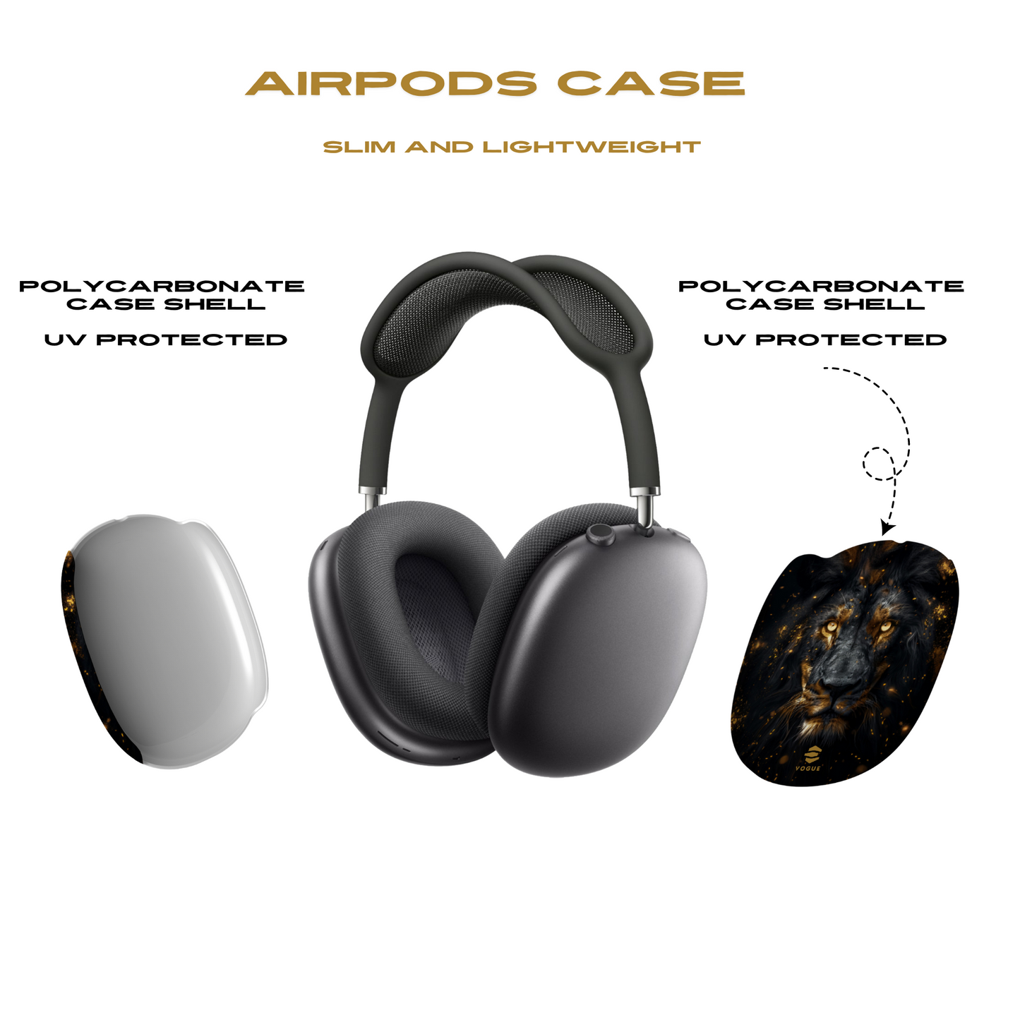 Fundas para AirPod Max con diseño de león negro