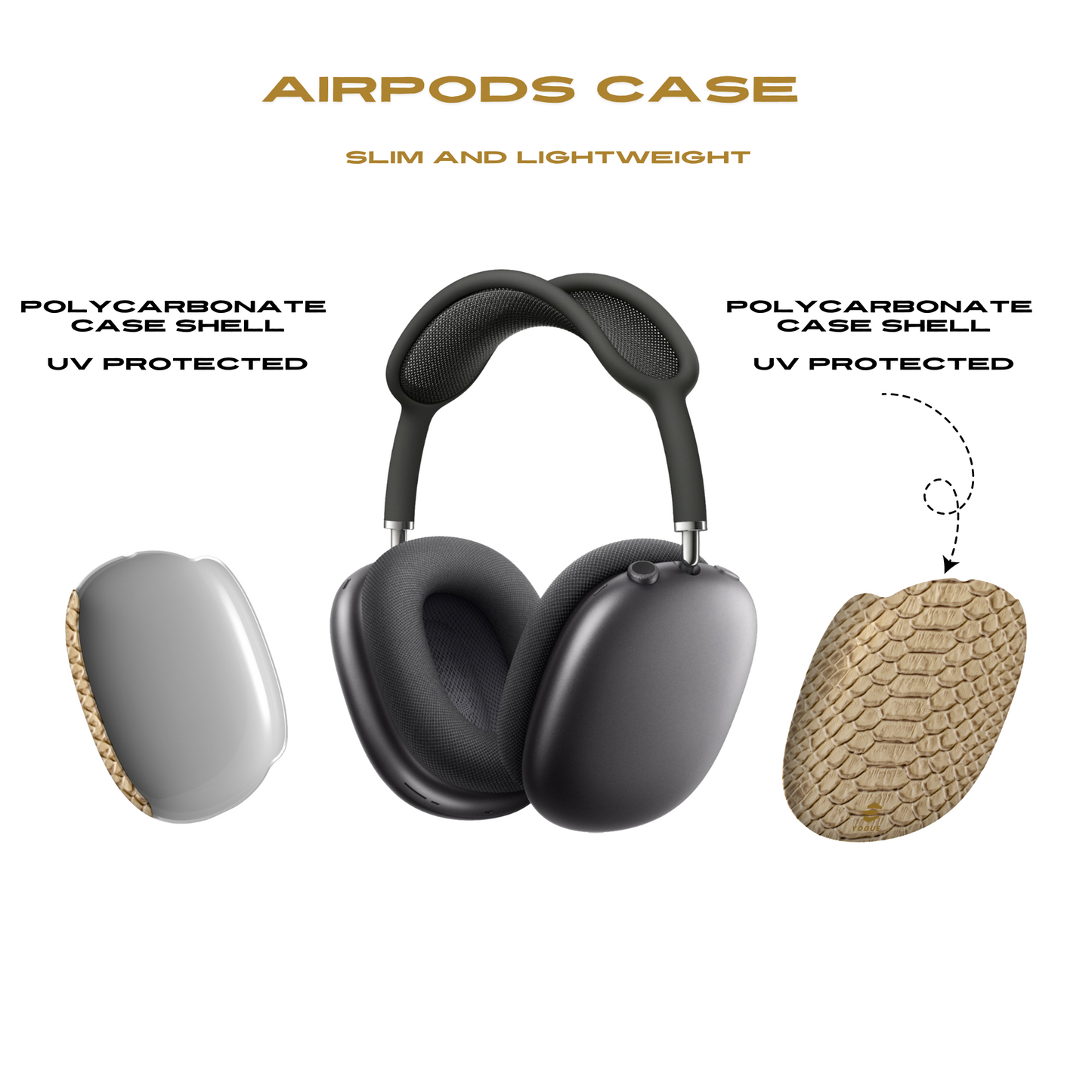AirPod Max-Hüllen in Schlangenhaut-Beige
