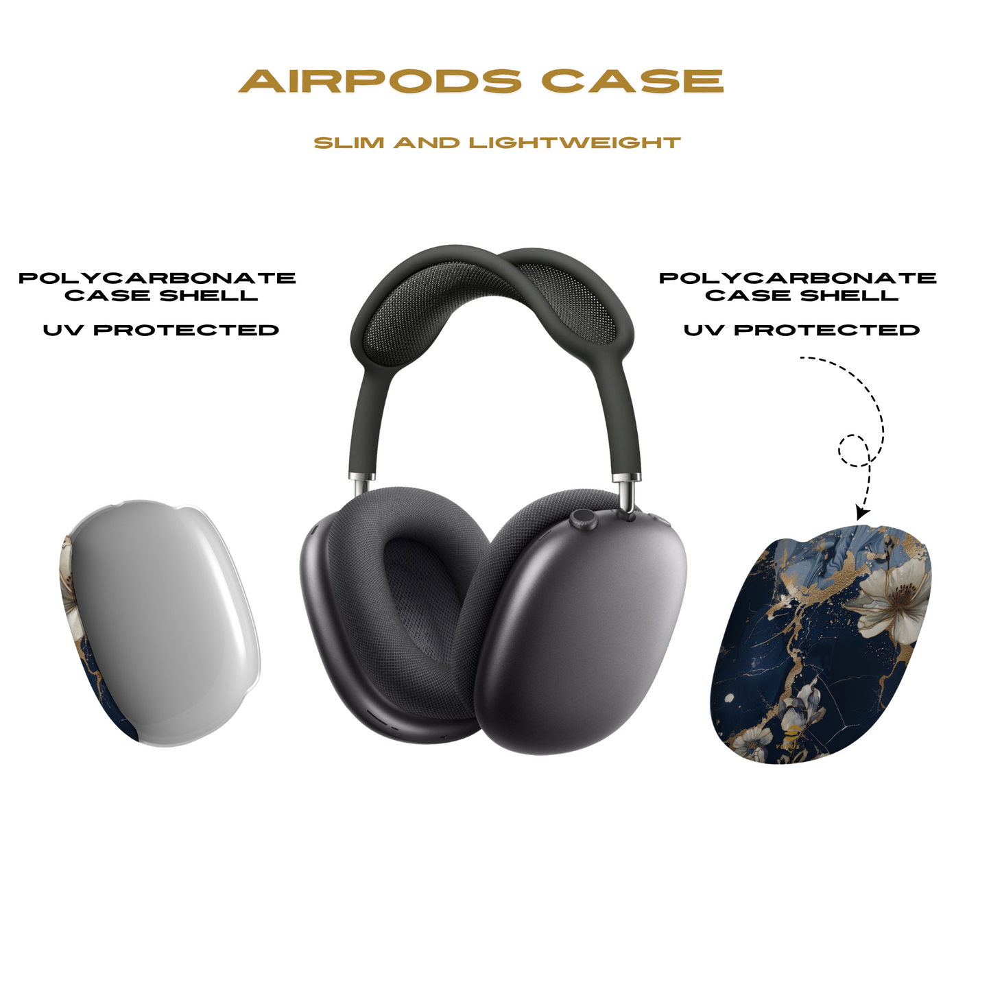 Fundas para AirPod Max con diseño floral de mármol