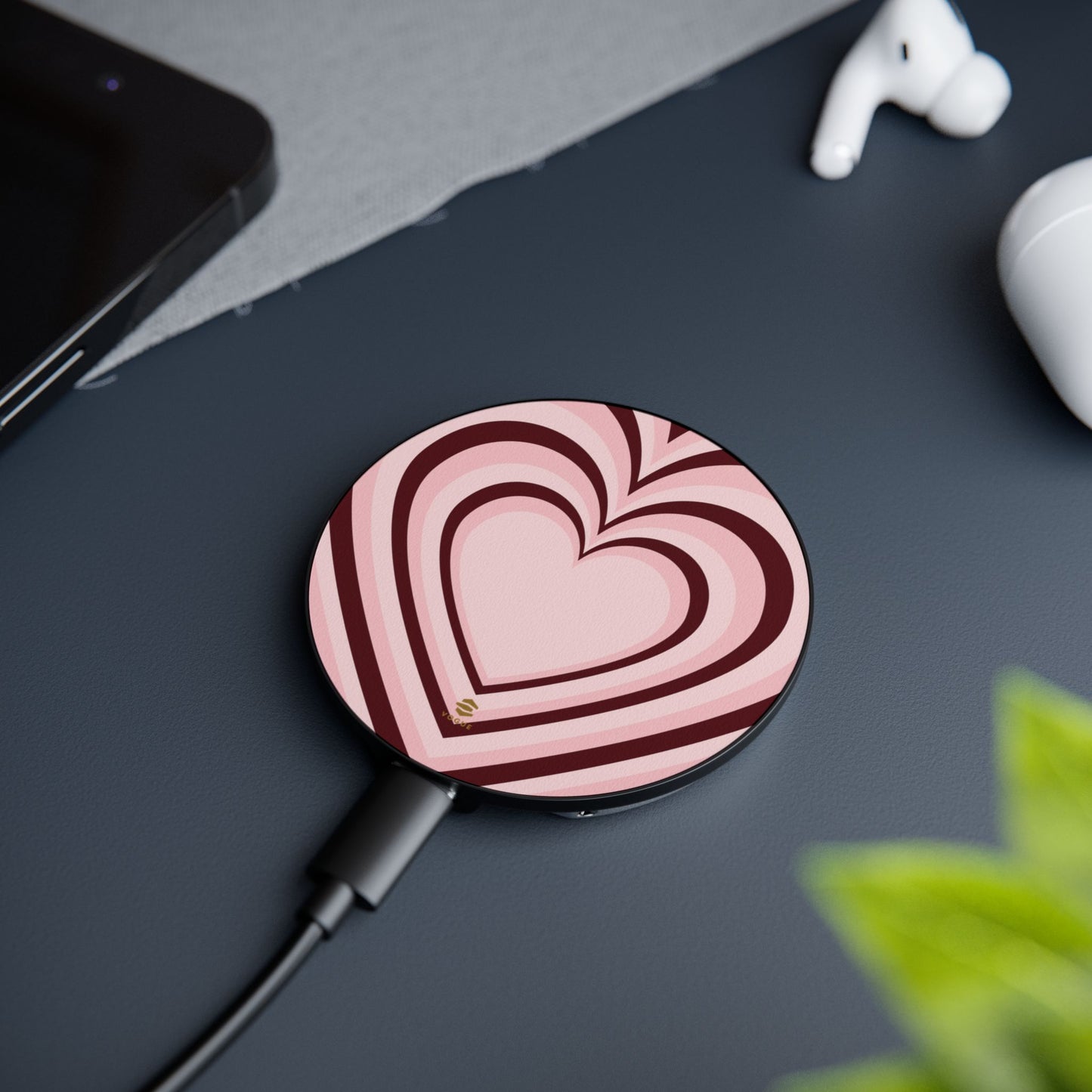 Burgundy Hearts Induction Charger