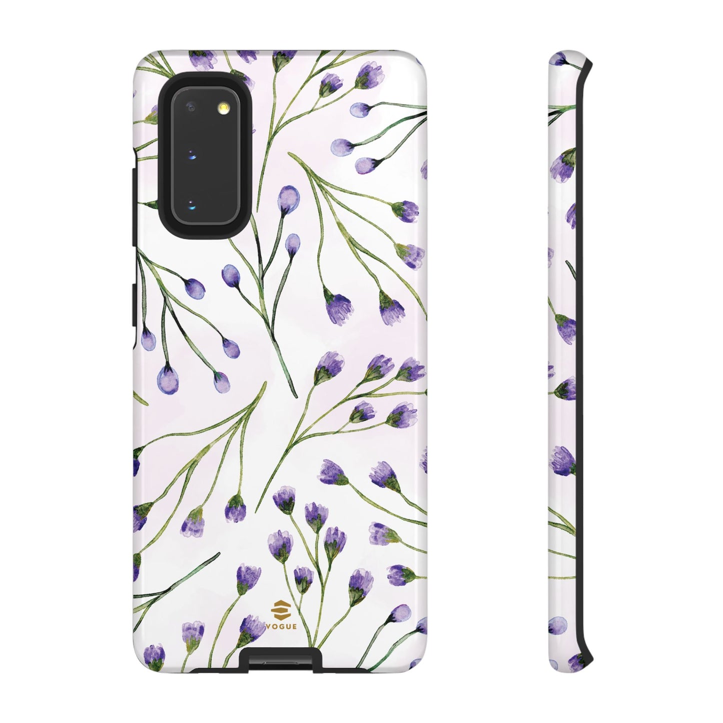 Funda para Samsung con diseño de flores de color lila