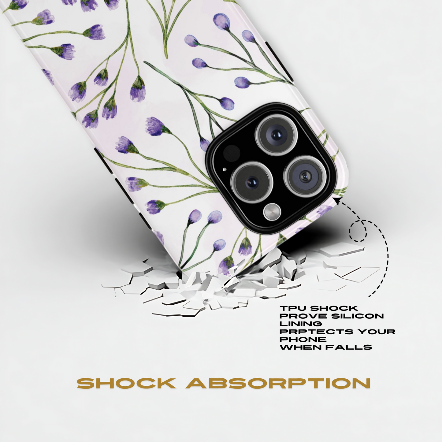Funda para iPhone con diseño de flores de color lila