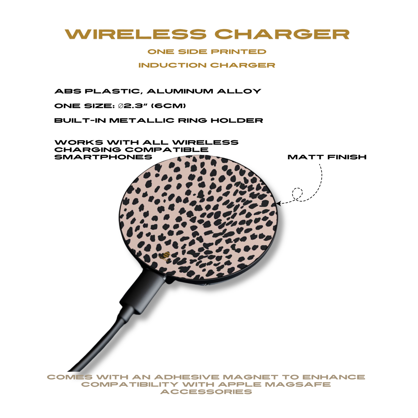 Beige Animal Print Magnetic Induction Charger