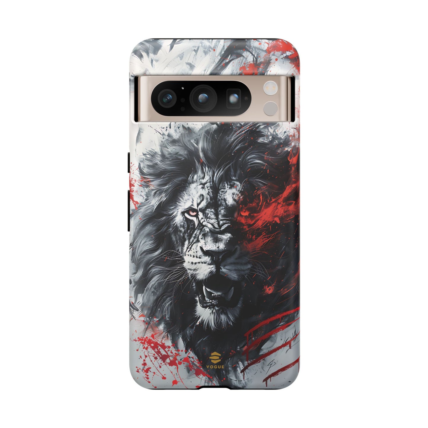 Estuche de Google con arte del león rugiente
