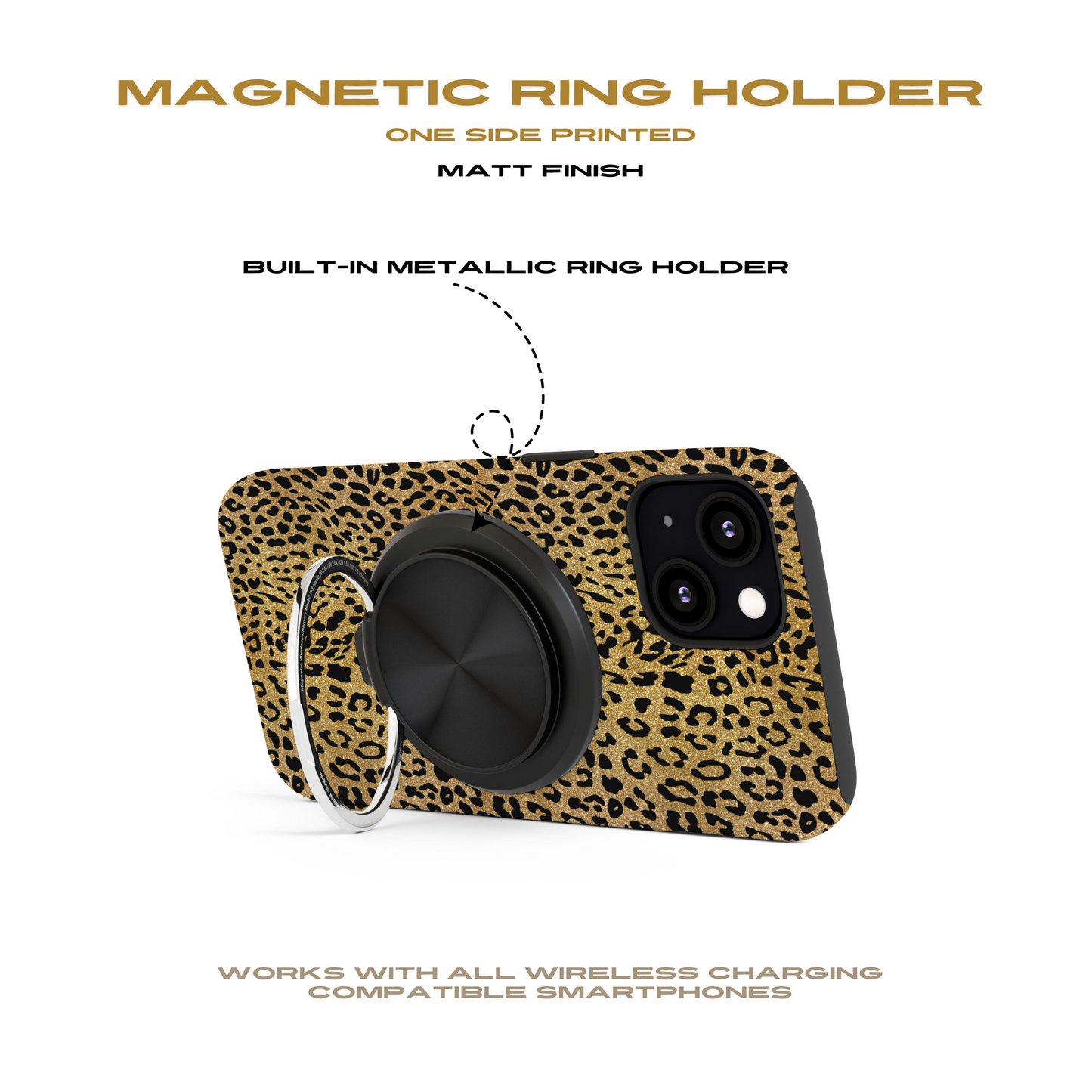 Cargador magnético de inducción con diseño de leopardo dorado