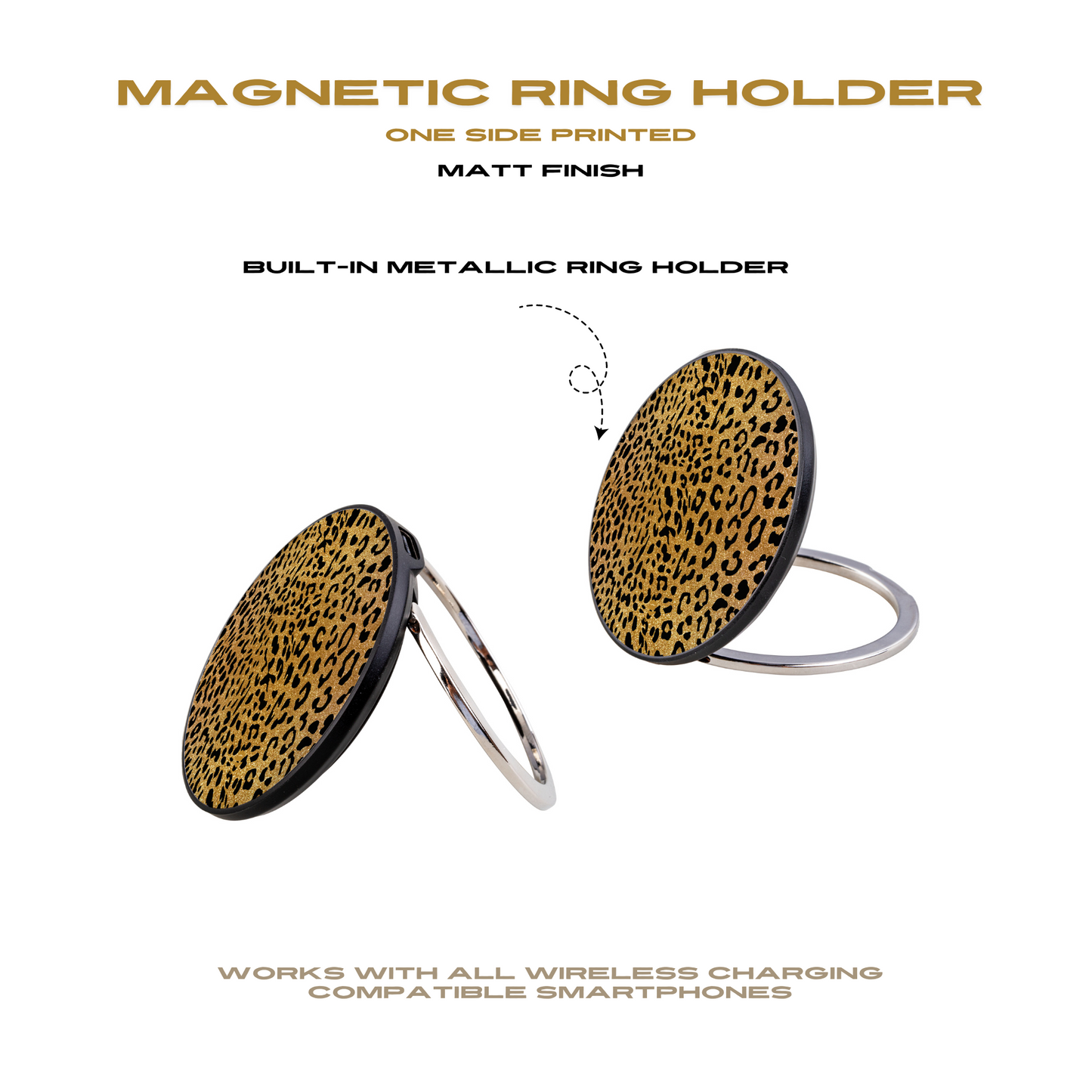 Cargador magnético de inducción con diseño de leopardo dorado
