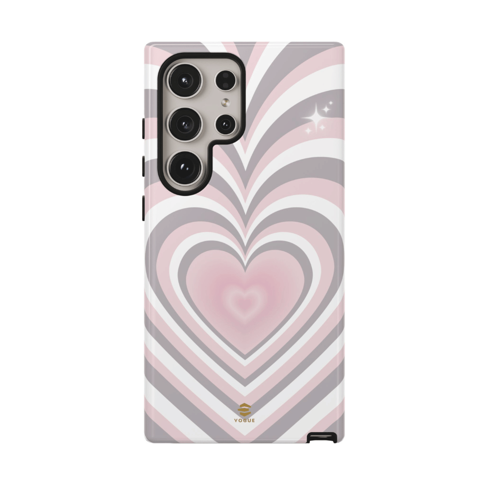 Pink & Grey Heart Design - Phone Case, Love, Valentine's Day Gift for Her