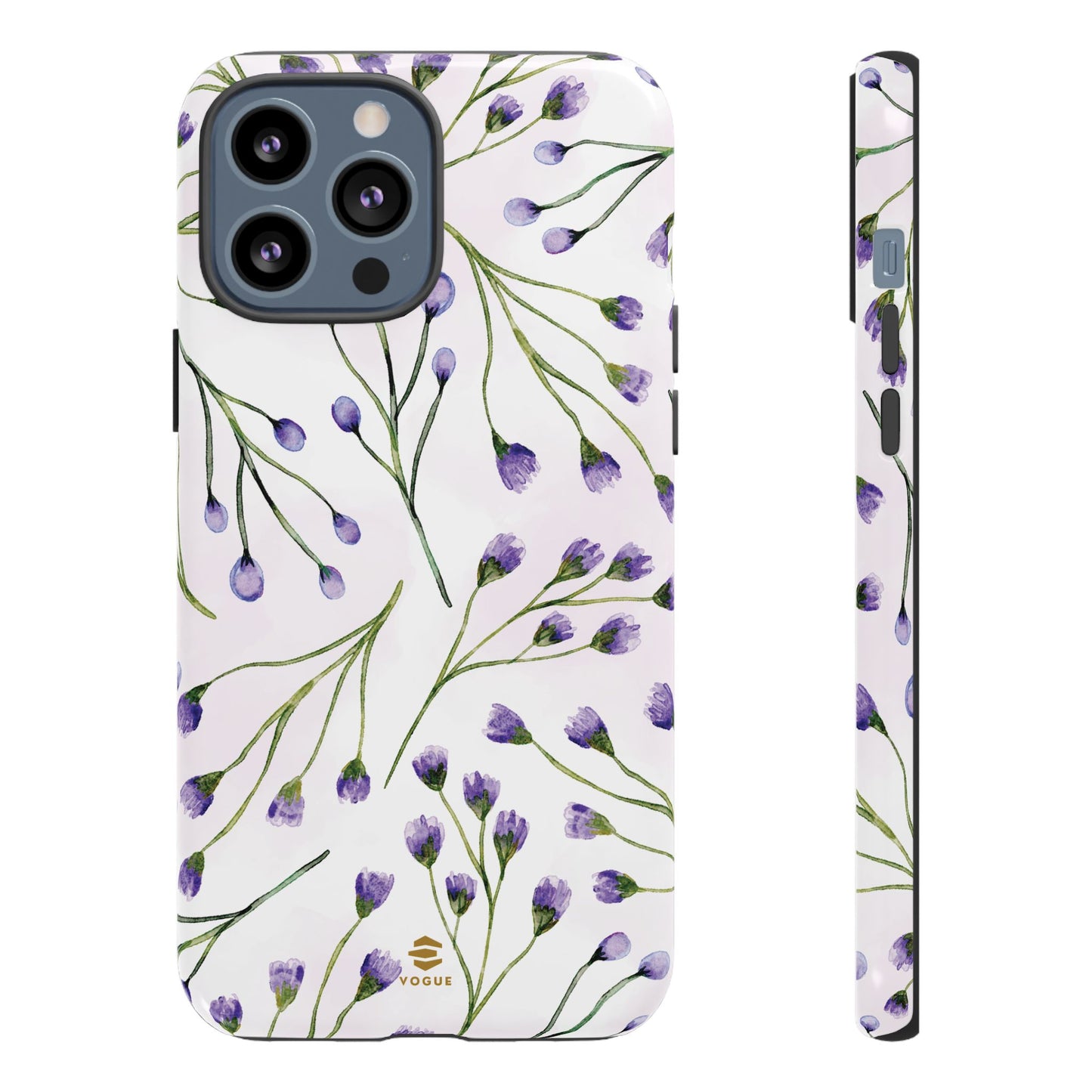 Funda para iPhone con diseño de flores de color lila