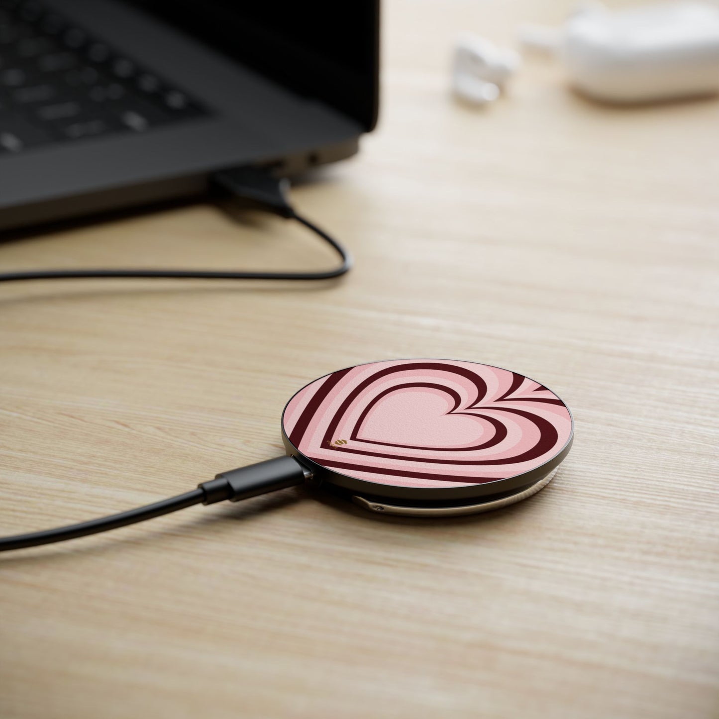 Burgundy Hearts Induction Charger