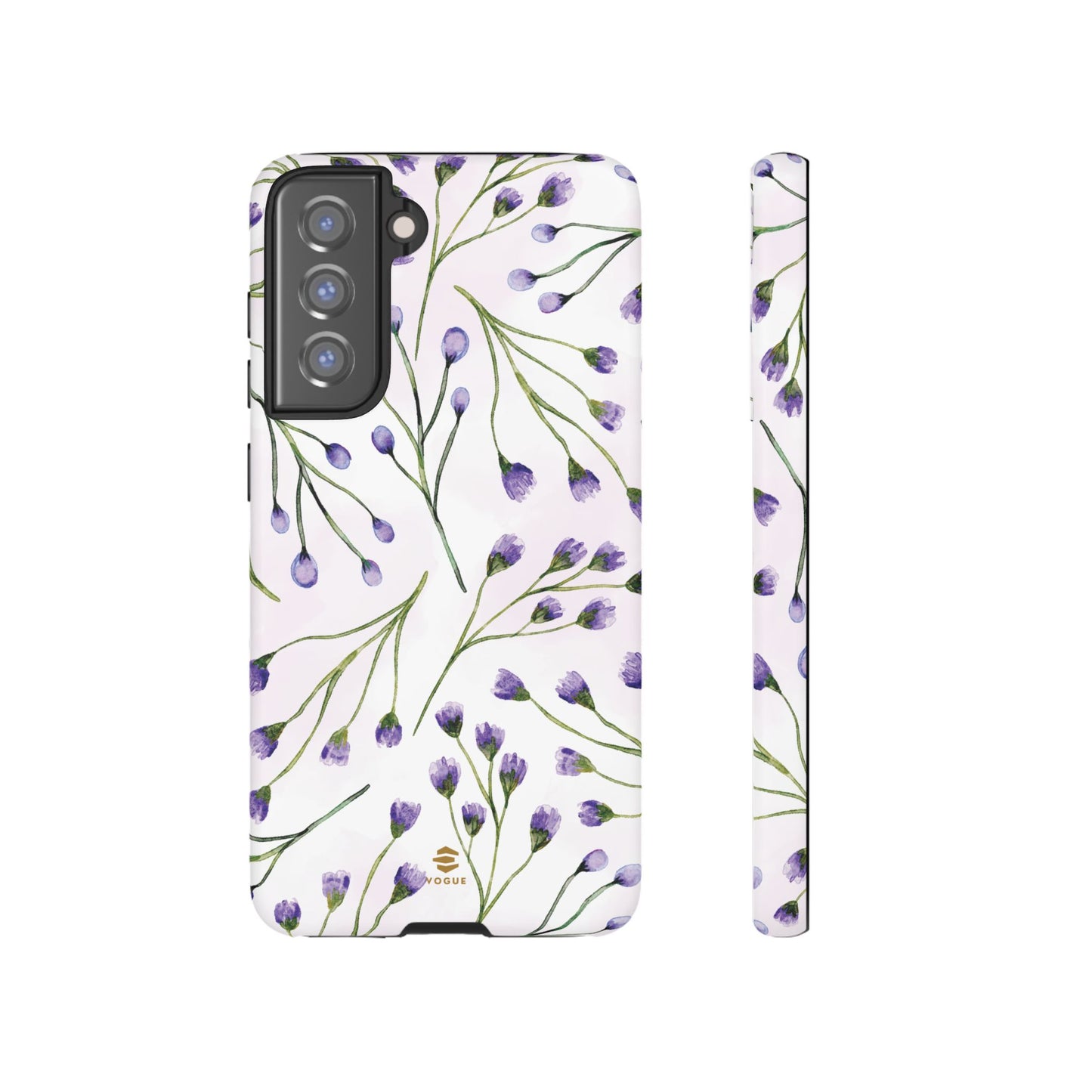 Funda para Samsung con diseño de flores de color lila