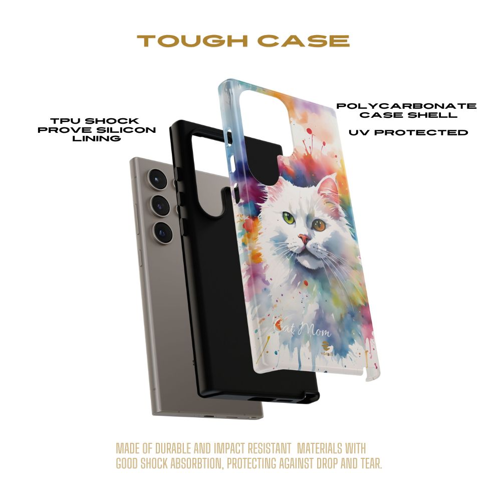 Custom White Cat Samsung Galaxy Tough Phone Case