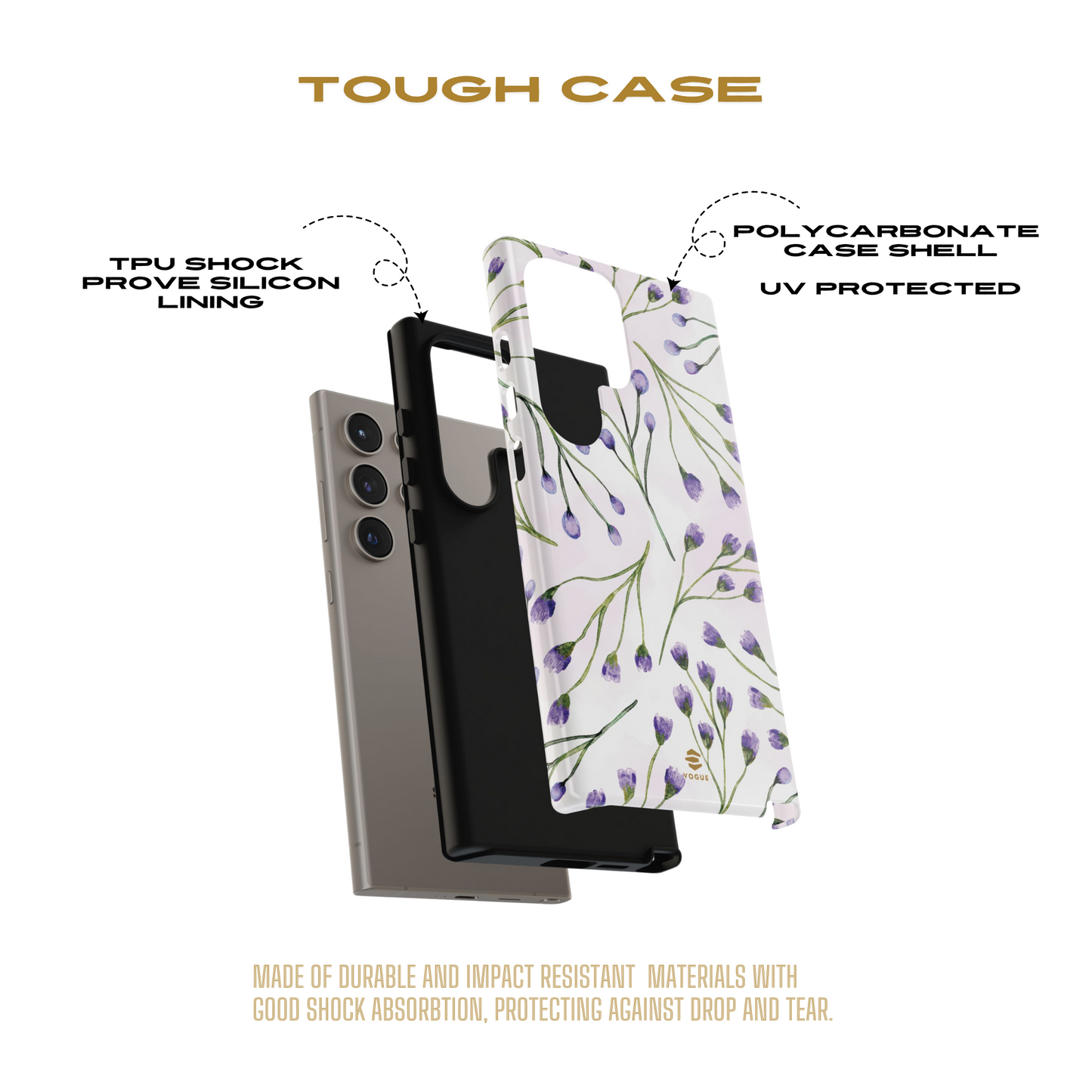Funda para Samsung con diseño de flores de color lila