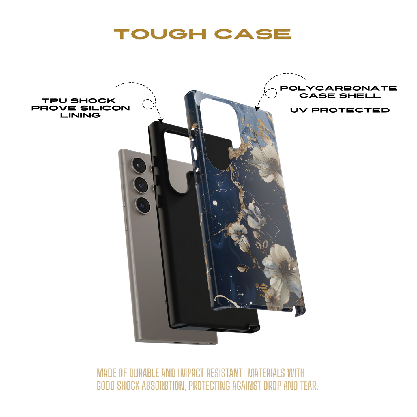 Funda Samsung con diseño floral de mármol