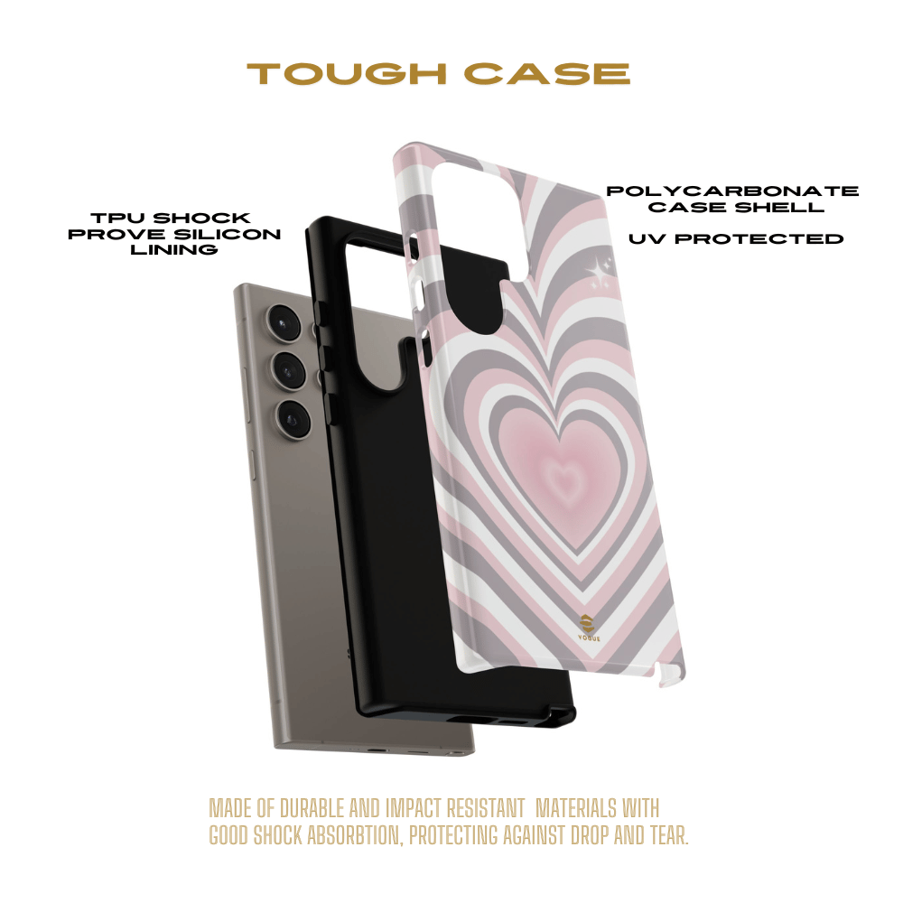 Pink & Grey Heart Design - Phone Case, Love, Valentine's Day Gift for Her