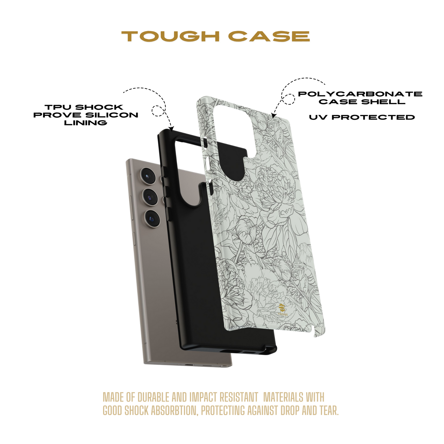 Funda para Samsung con diseño de peonías y salvia