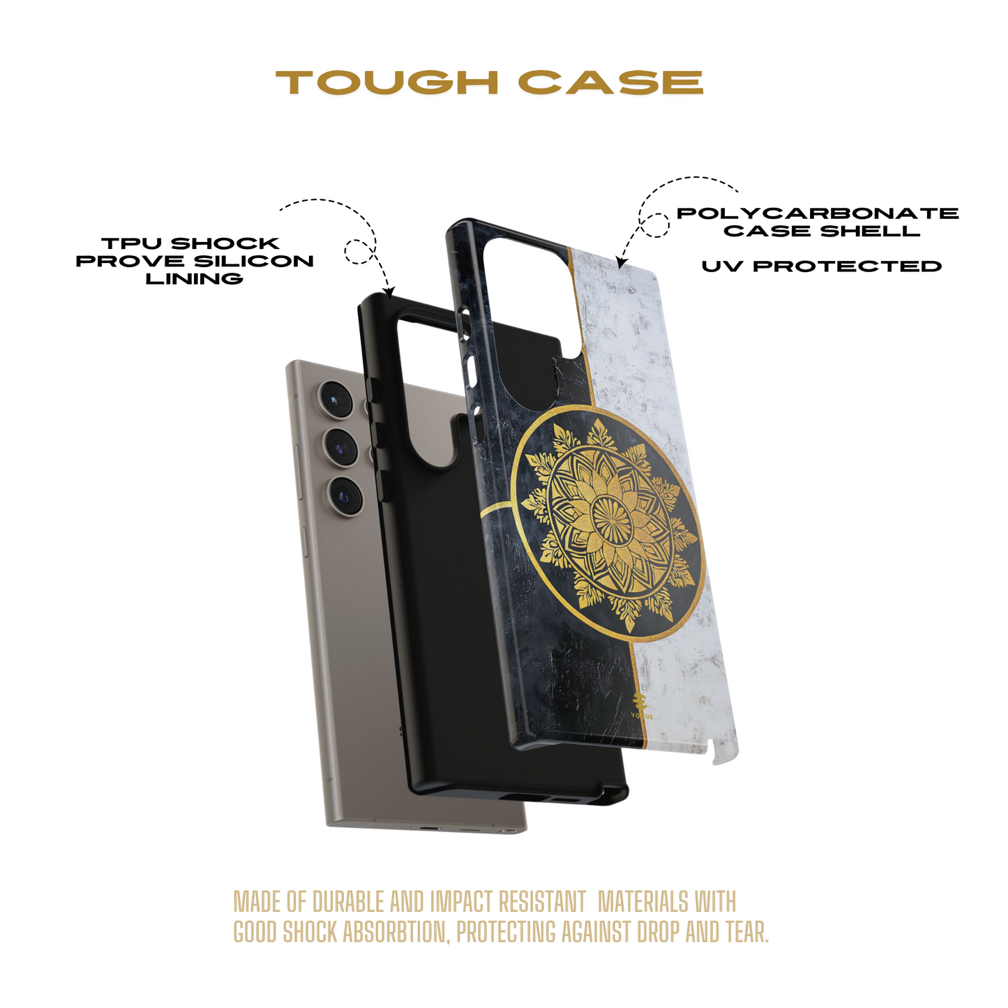 Funda para Samsung con diseño de mandala dorado