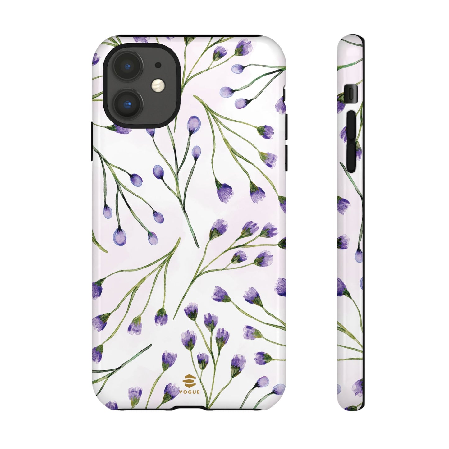 Funda para iPhone con diseño de flores de color lila