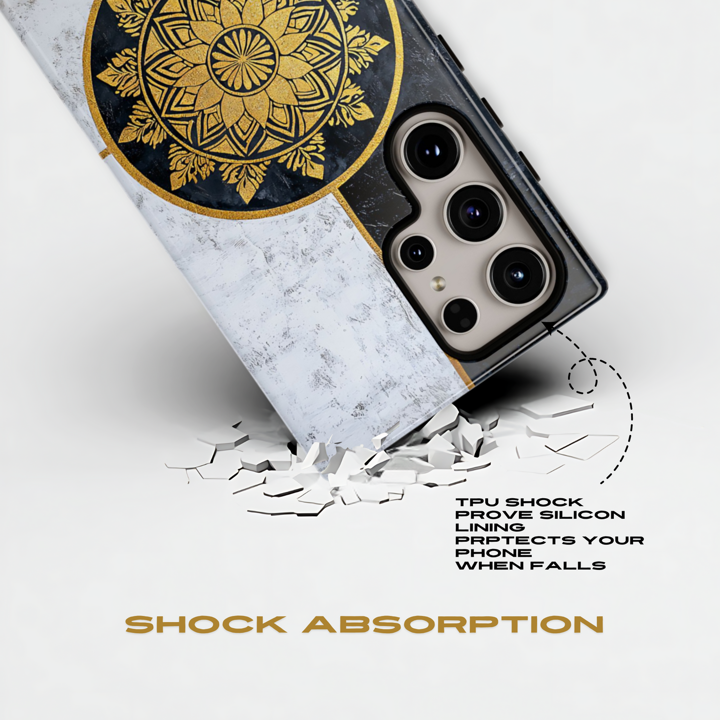 Funda para Samsung con diseño de mandala dorado