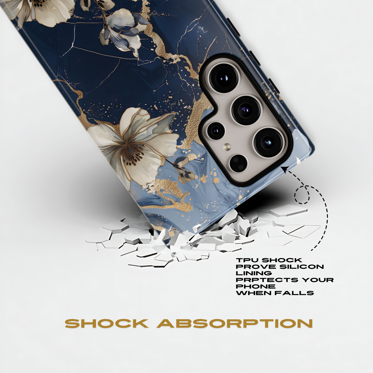 Funda Samsung con diseño floral de mármol