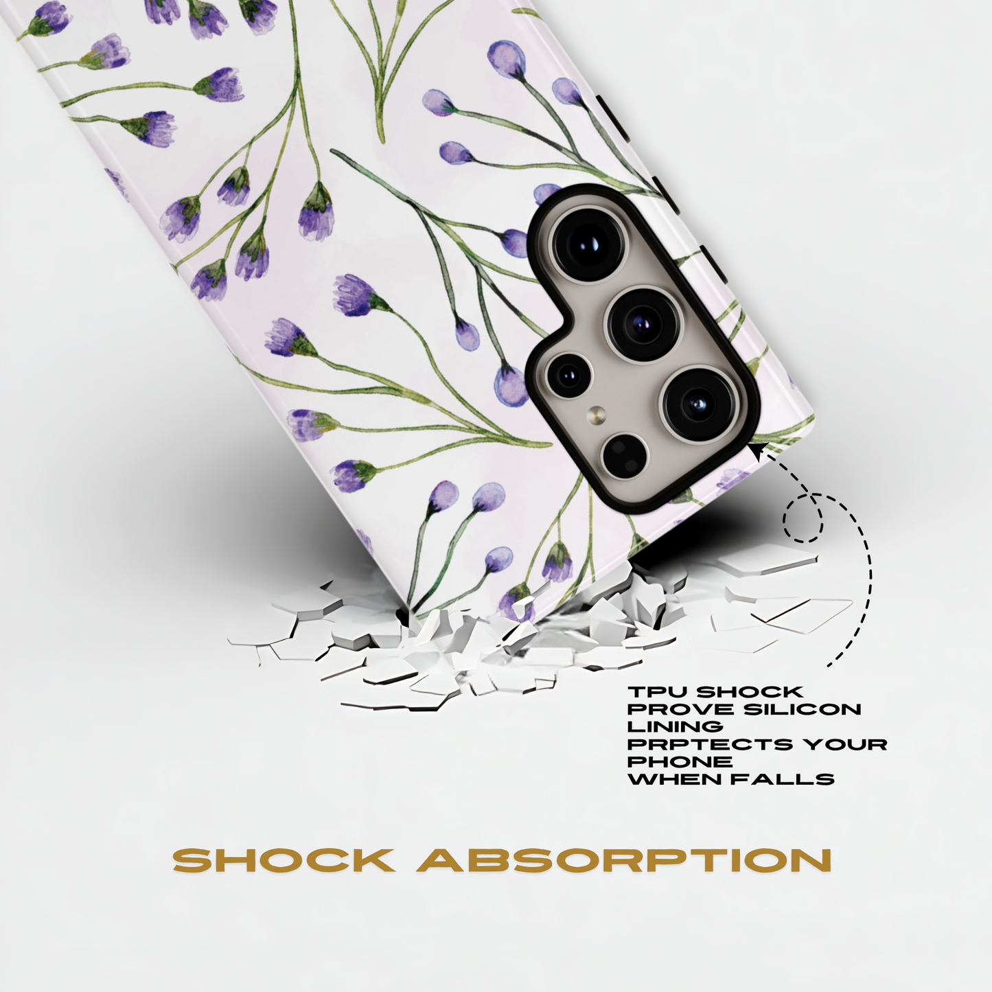 Funda para Samsung con diseño de flores de color lila