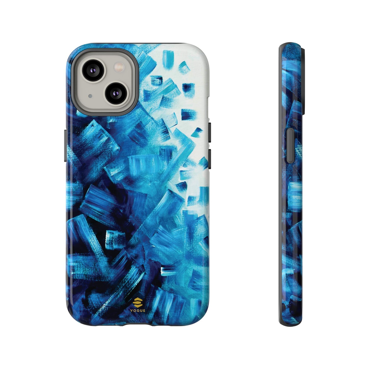 Funda para iPhone con diseño de océano pixelado en azul