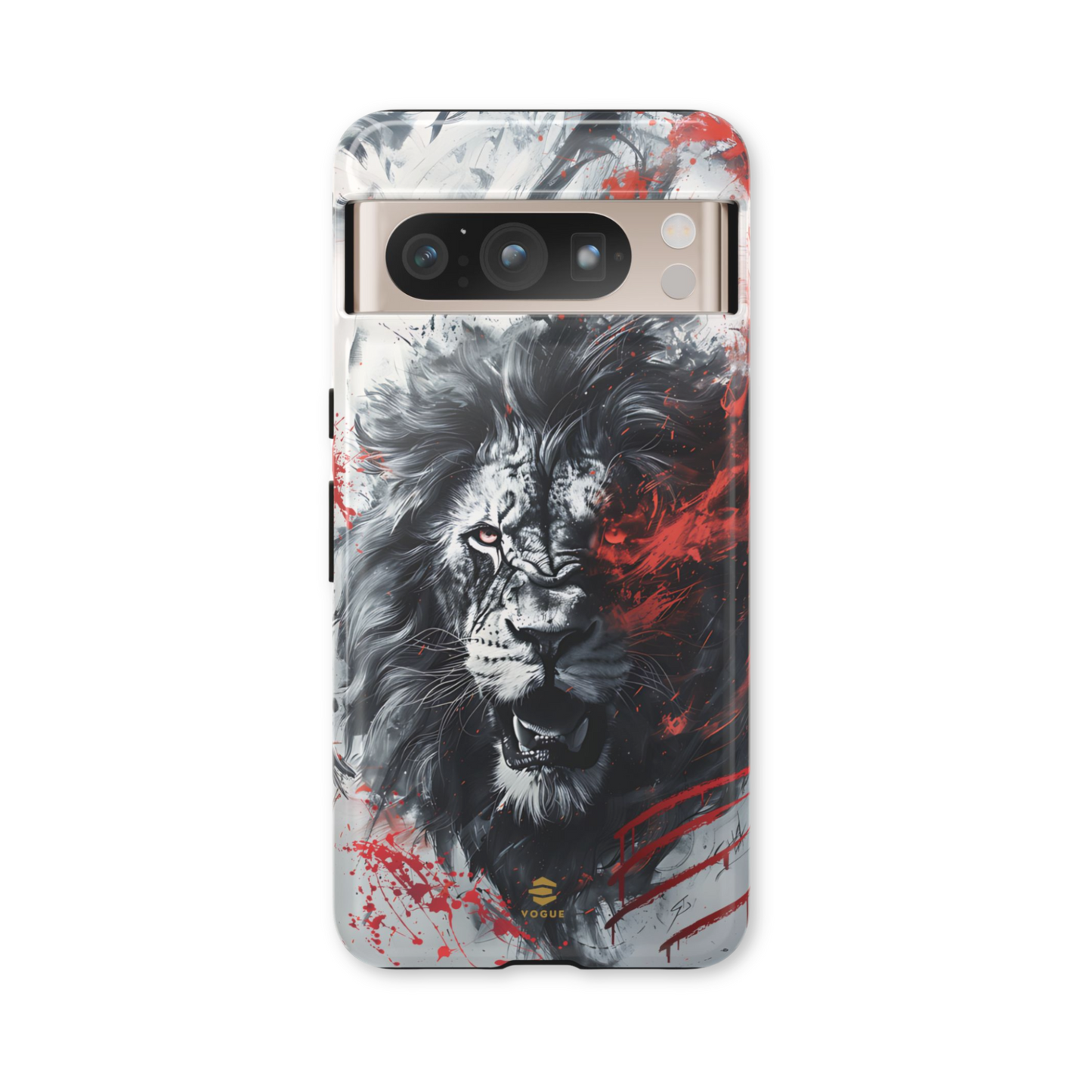 Estuche de Google con arte del león rugiente