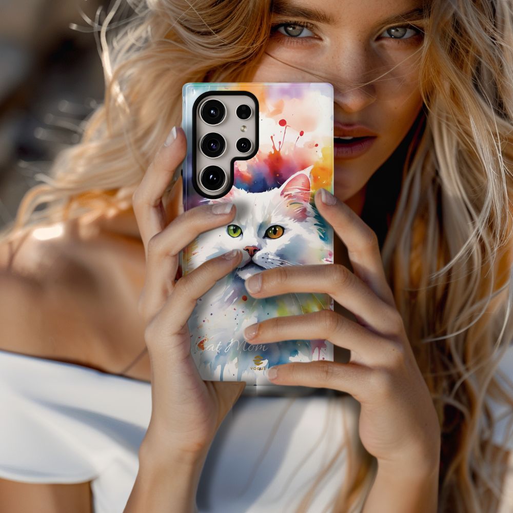 Custom White Cat Samsung Galaxy Tough Phone Case