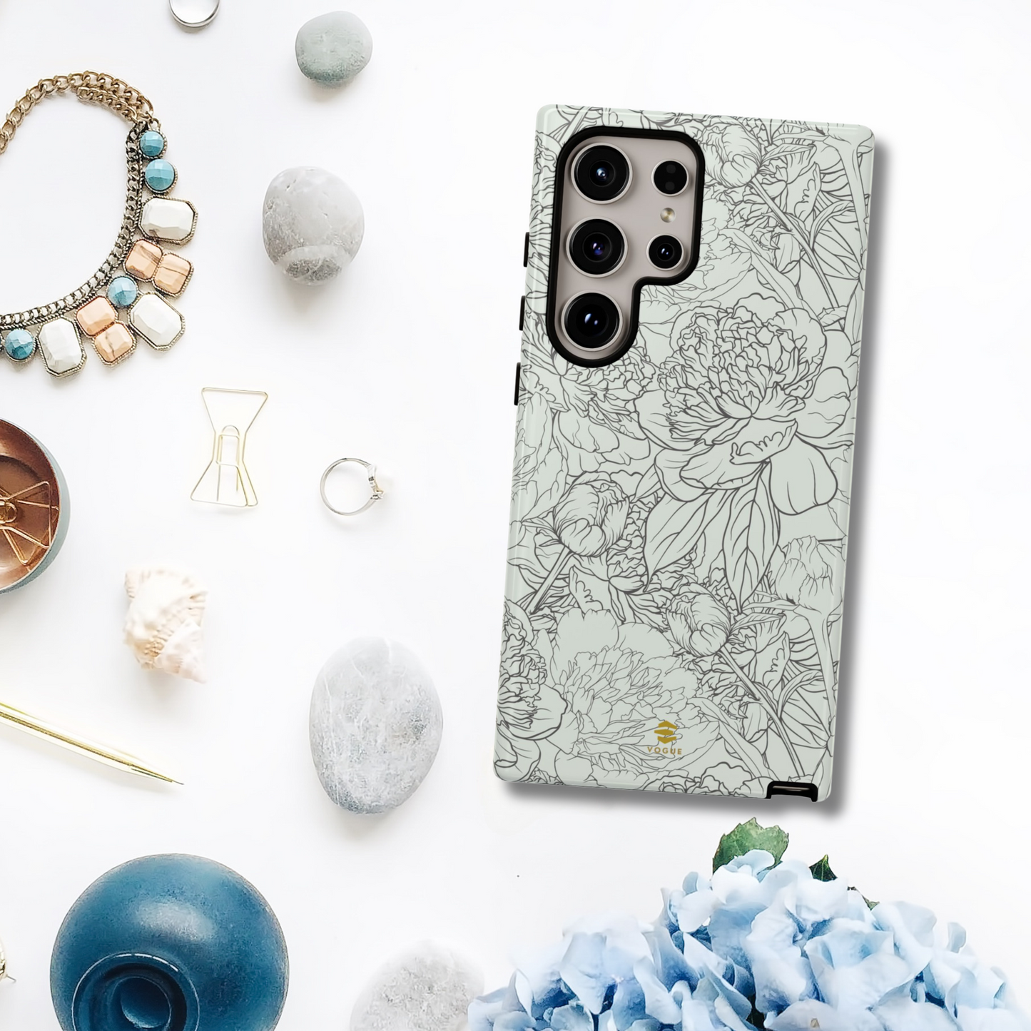 Funda para Samsung con diseño de peonías y salvia