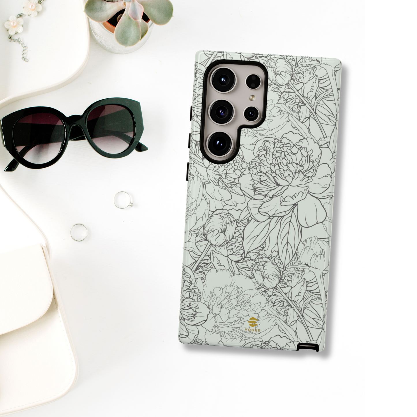 Funda para Samsung con diseño de peonías y salvia