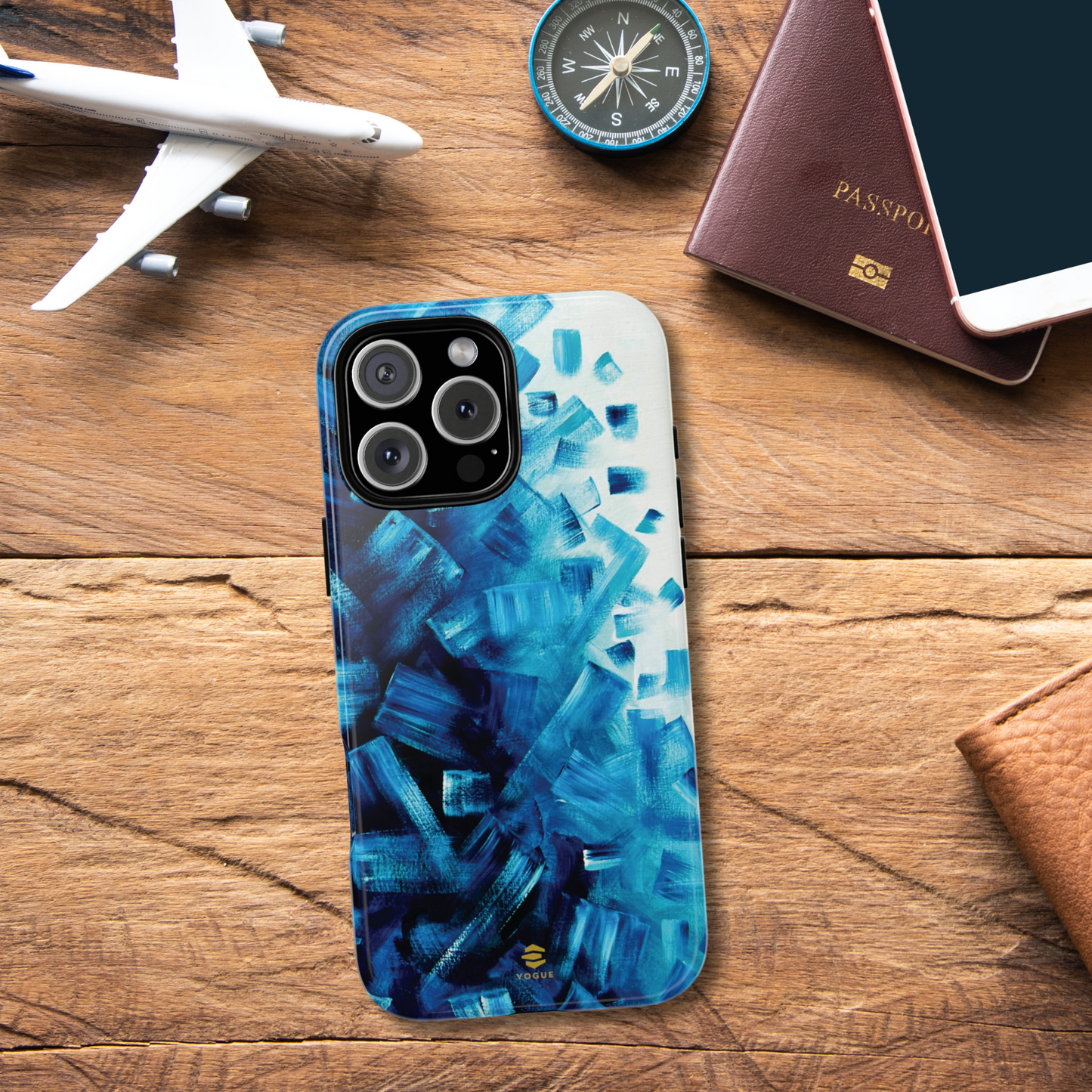 Funda para iPhone con diseño de océano pixelado en azul