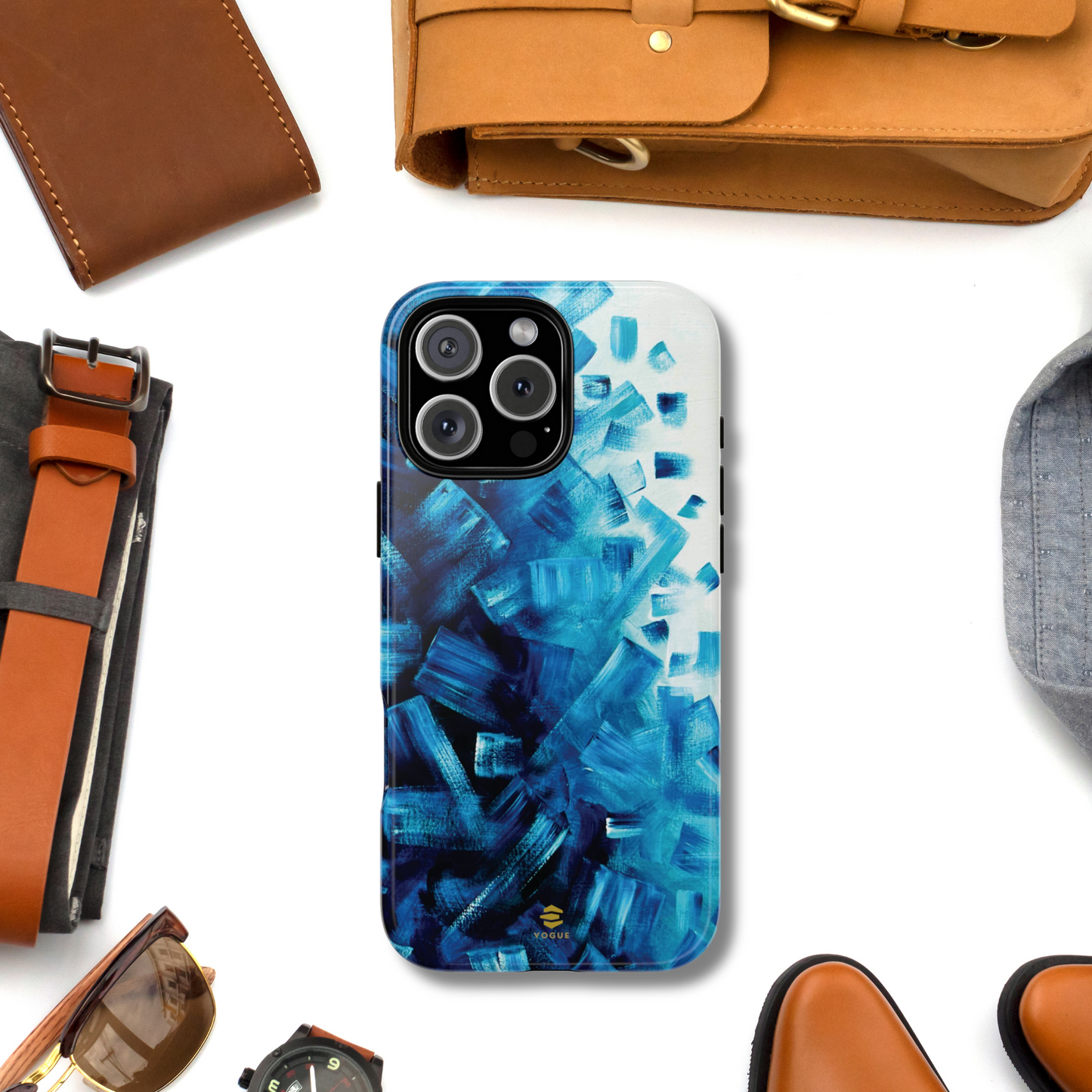 Funda para iPhone con diseño de océano pixelado en azul